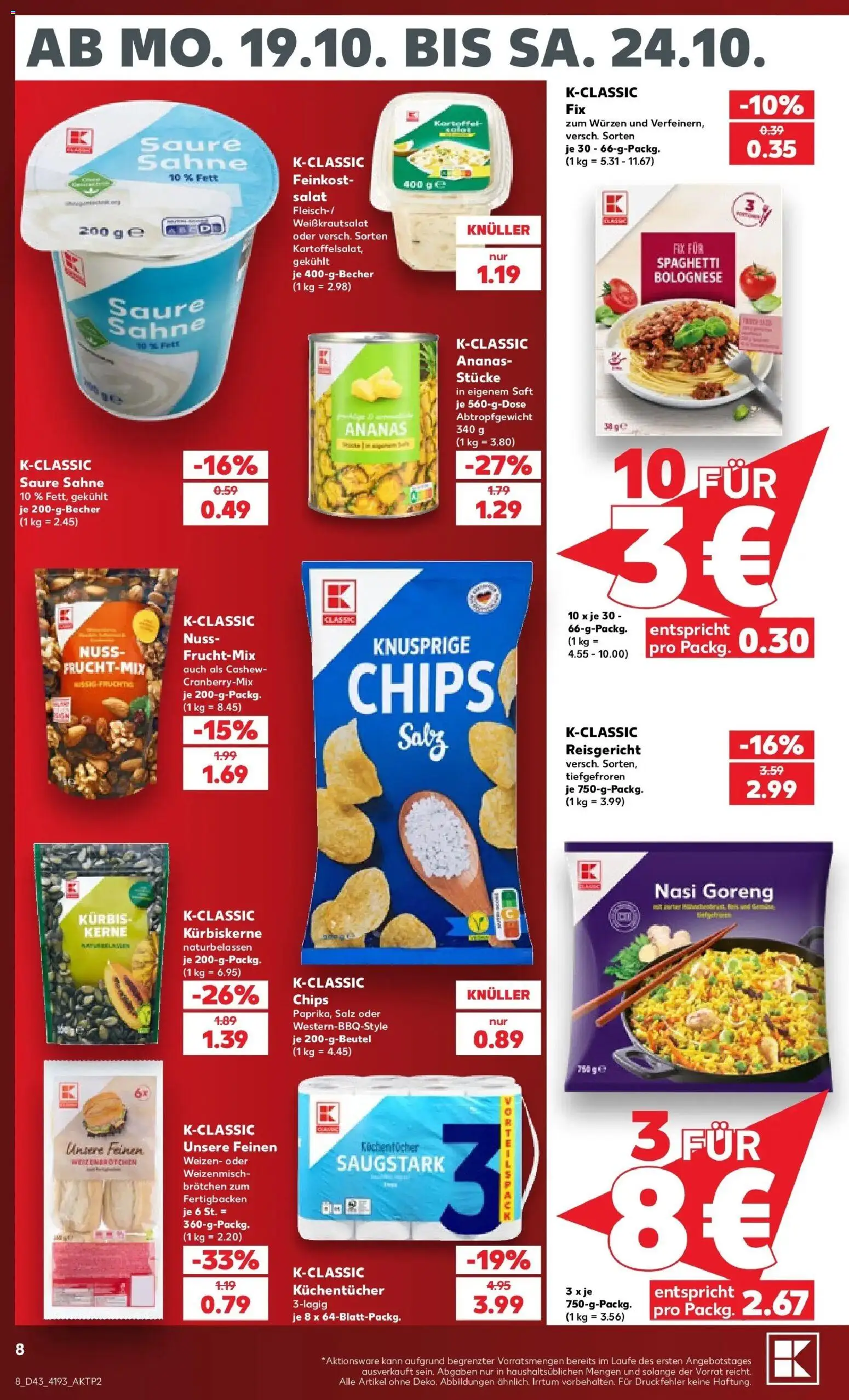Prospekt Kaufland ab 19.10.2026 » Angebote Online zum Blättern | Seite: 12 | Produkte: Spaghetti, Cashew, Salz, Sahne