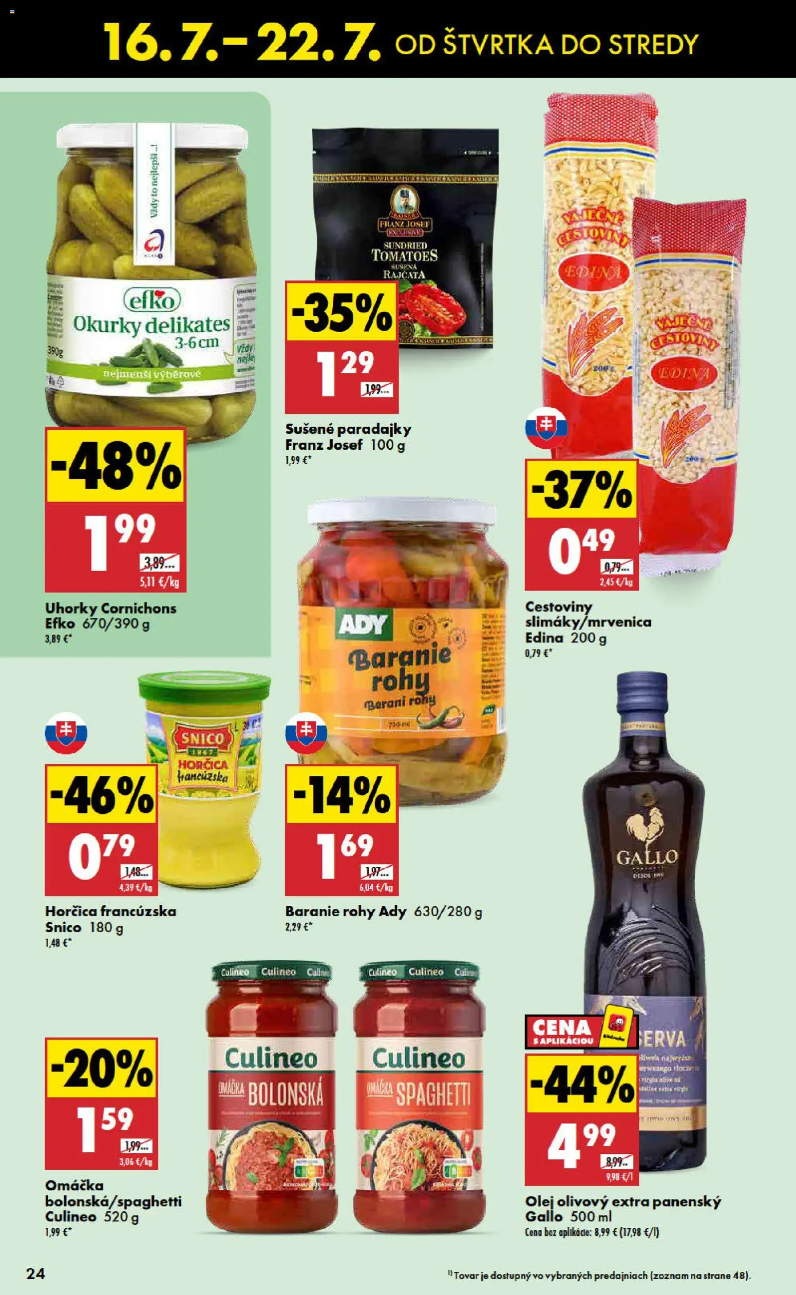 Nové Biedronka akcie – leták je platný od 16.07.2026 | Strana: 24 | Produkty: Olej, Cestoviny, Omáčka, Uhorky