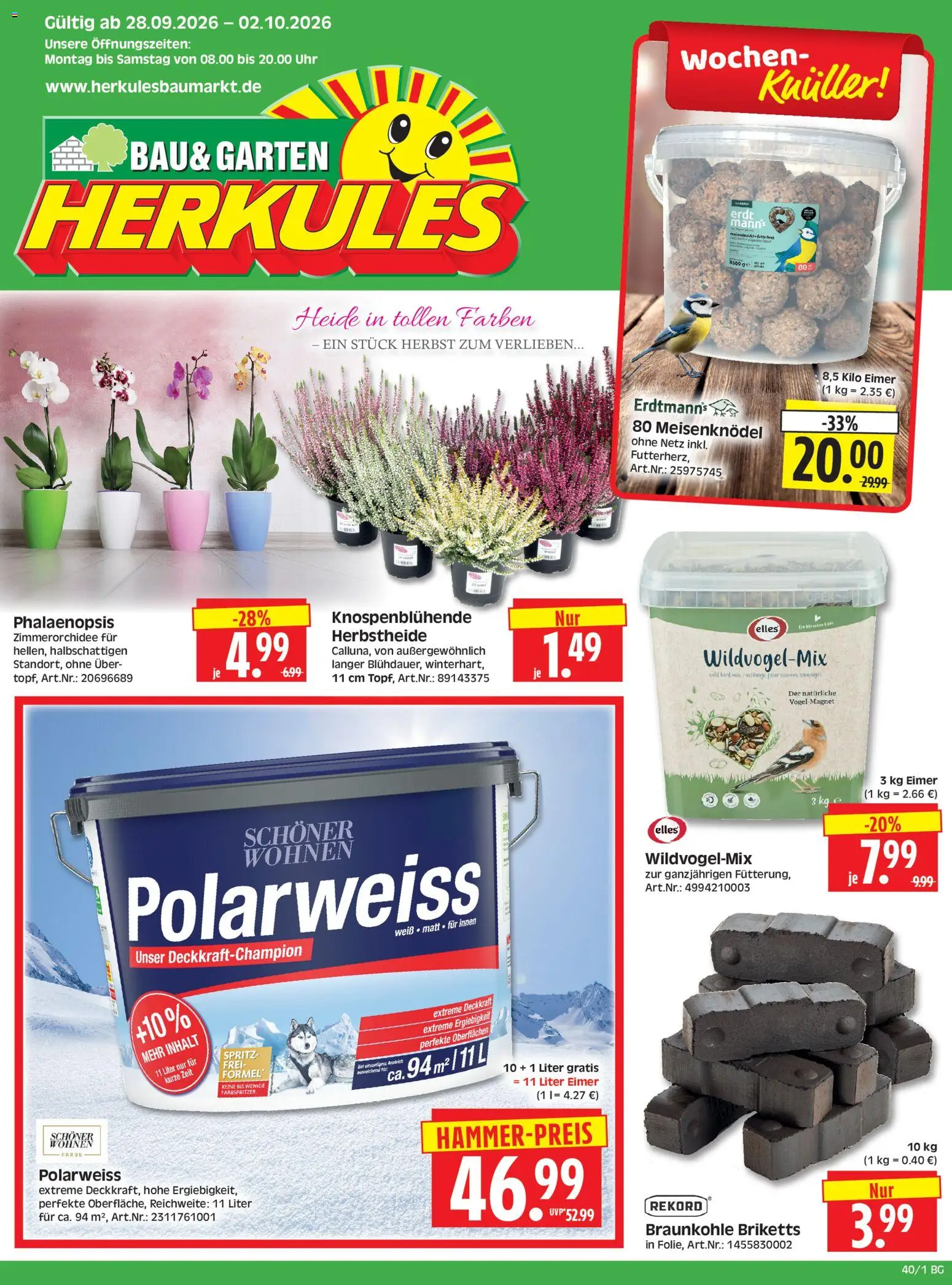 Herkules Bau & Garten Montag, 28. September