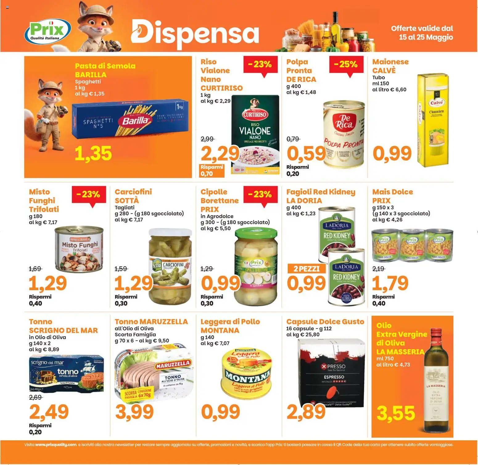 Volantino Prix del 15.05.2026 | Pagina: 15 | Prodotti: Riso, Pasta, Funghi, Mais