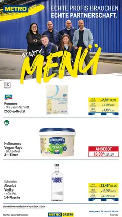 Metro Monats-Menü ab 01.06.2026 gültig