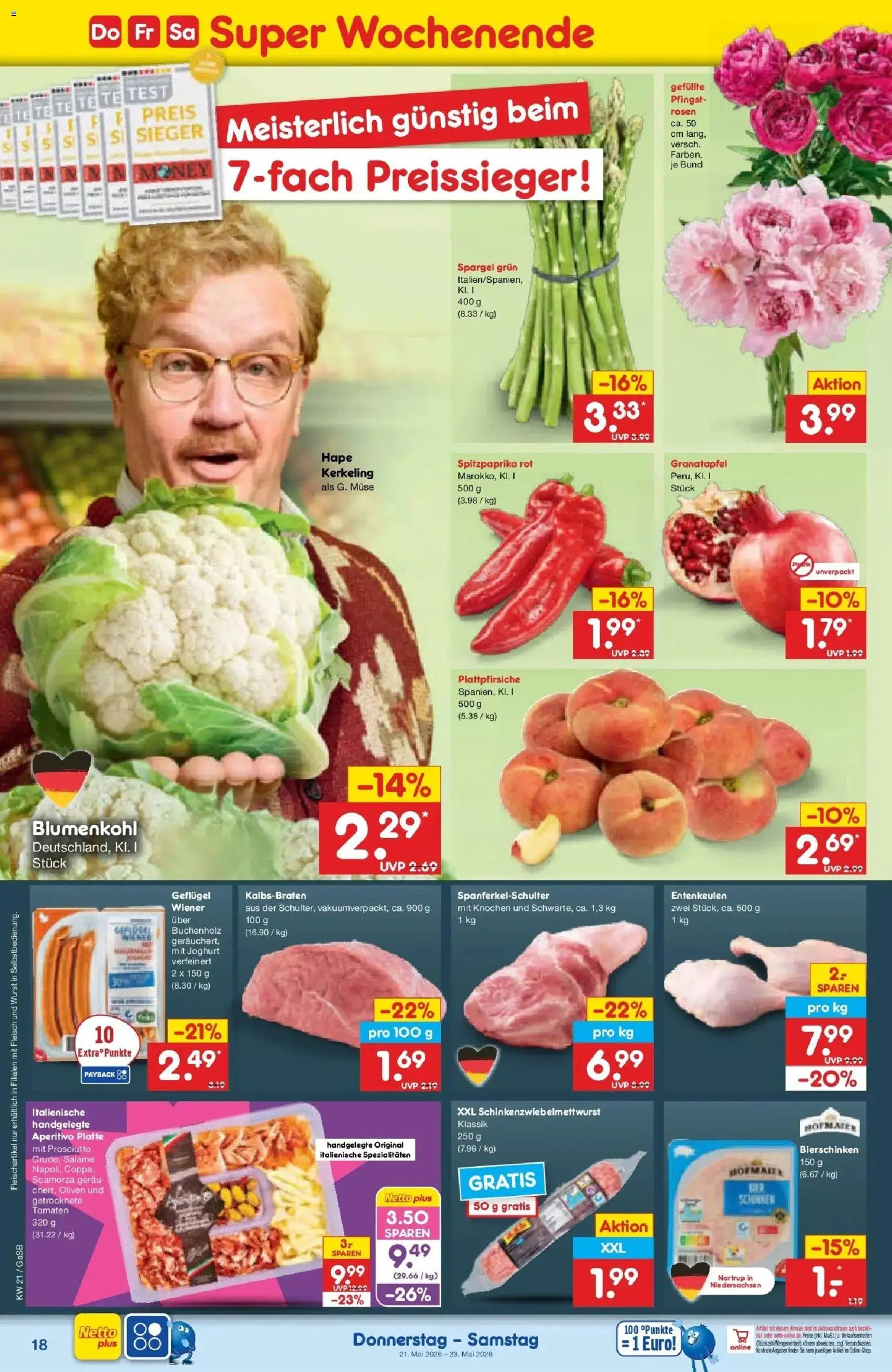 Netto Marken-Discount Prospekt Bremen-Lesum	 – gültig ab 18.05.2026 | Seite: 20 | Produkte: Joghurt, Tomaten, Spargel, Fleisch