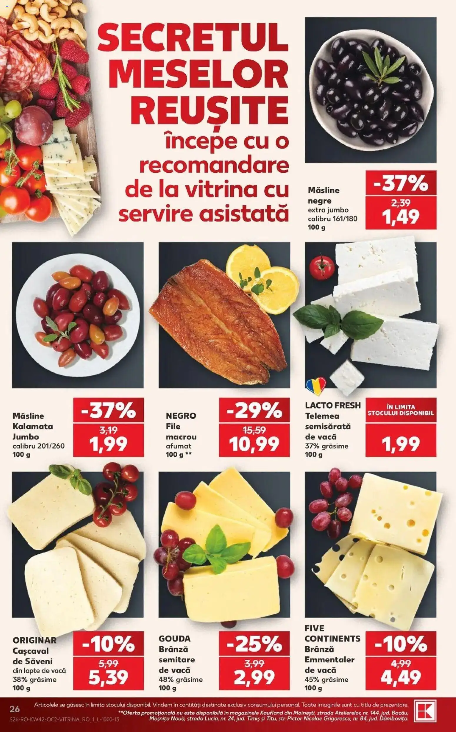 Kaufland Focșani 14.10.2026 - Revista si Oferta | Pagină: 26 | Produse: Cașcaval, Măsline, Macrou, Lapte