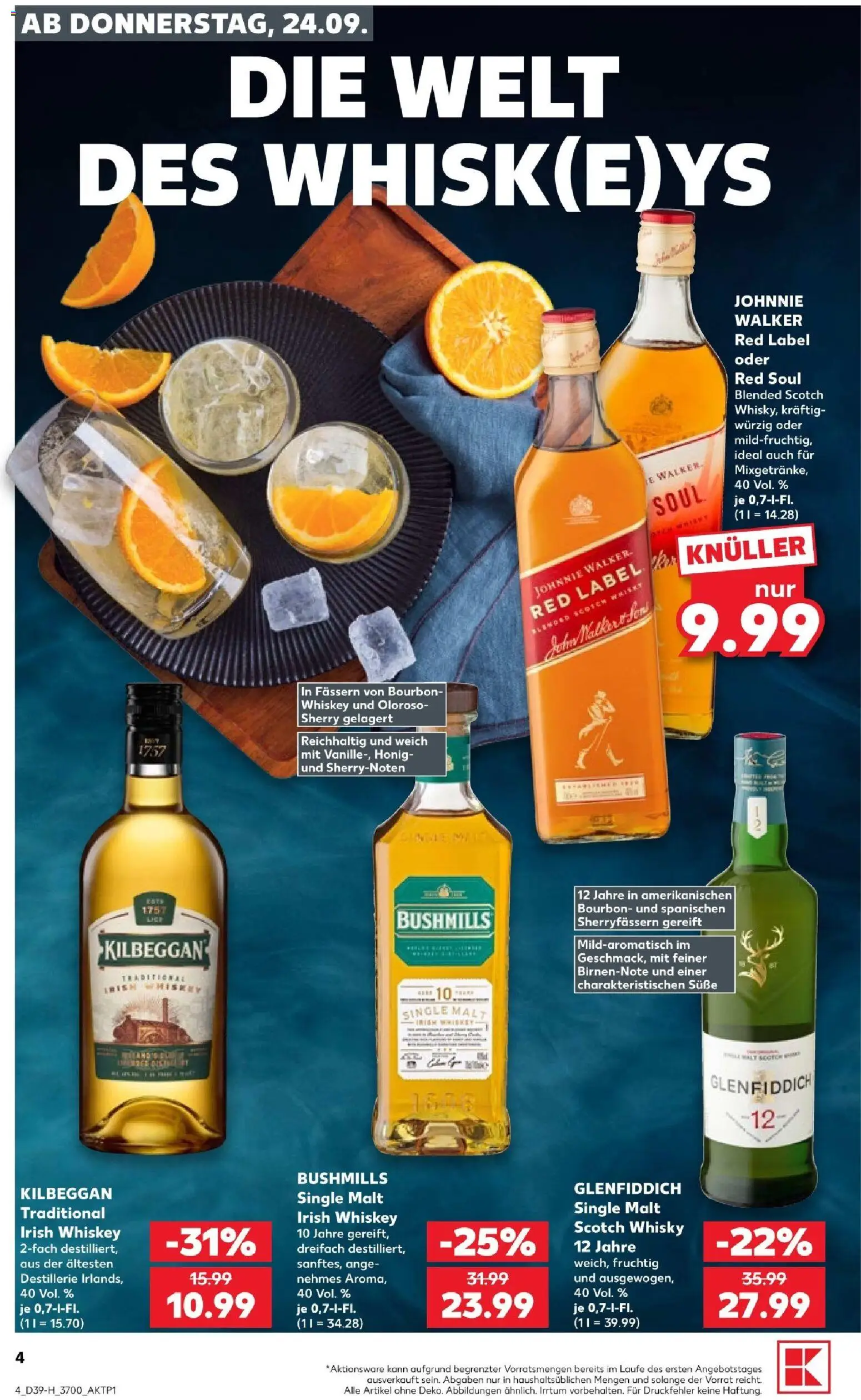 Kaufland Prospekt Rostock – gültig ab 24.09.2026 | Seite: 4 | Produkte: Whisky, Bourbon, Whiskey, Johnnie walker