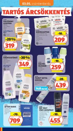 LACURA FOLYÉKONY SZAPPAN, többféle, 500 ml/flakon, Sanfte Pflege, ill. Olive, vegán - amely érvényes a következő dátumtól: 03.05.2026 | Oldal: 28 | Termékek: Body, Miele, Dezodor, Vegán