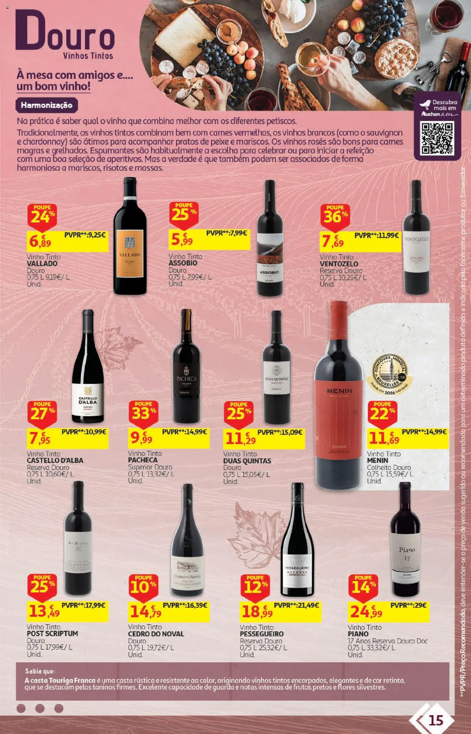 Auchan folheto - Vinhos │ válido de 22/09/2026 | Página: 15 | Produtos: Pratos, Flores, Castello d'Alba, Vinho