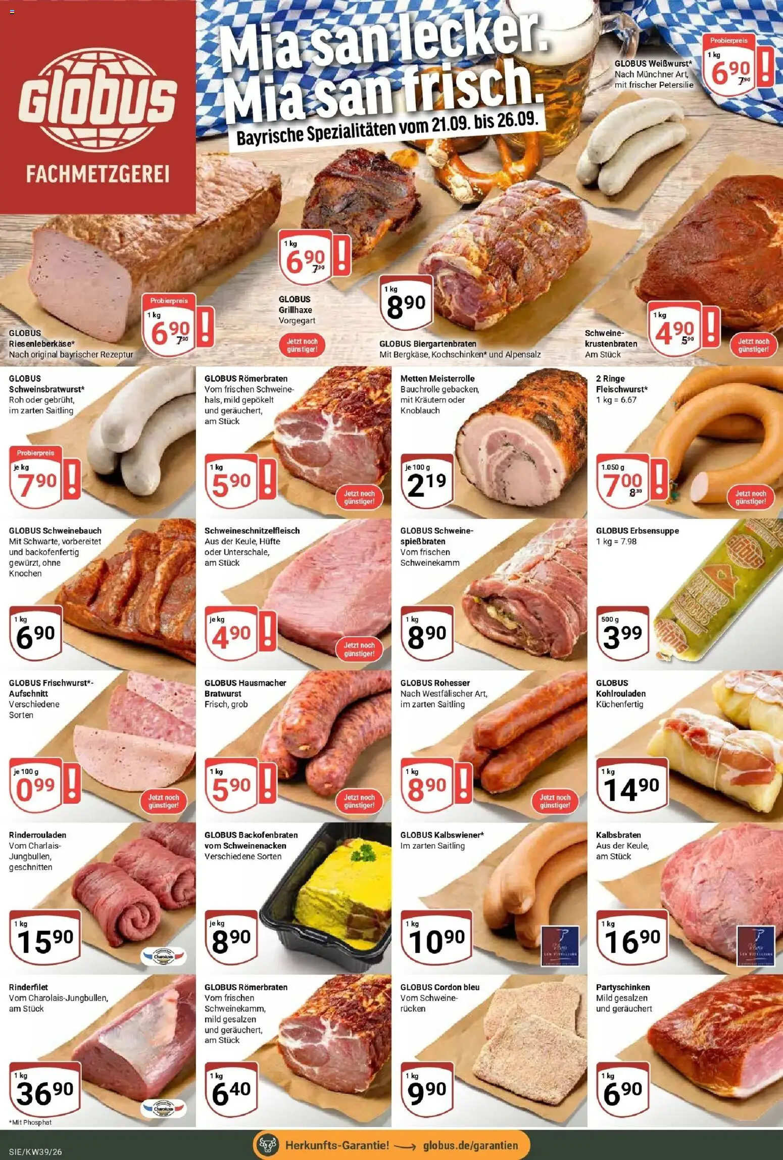 Globus Prospekt Siegen (ab 21.09.2026) » Angebote online | Seite: 12 | Produkte: Rinderfilet, Spezialitäten, Bratwurst, Krustenbraten