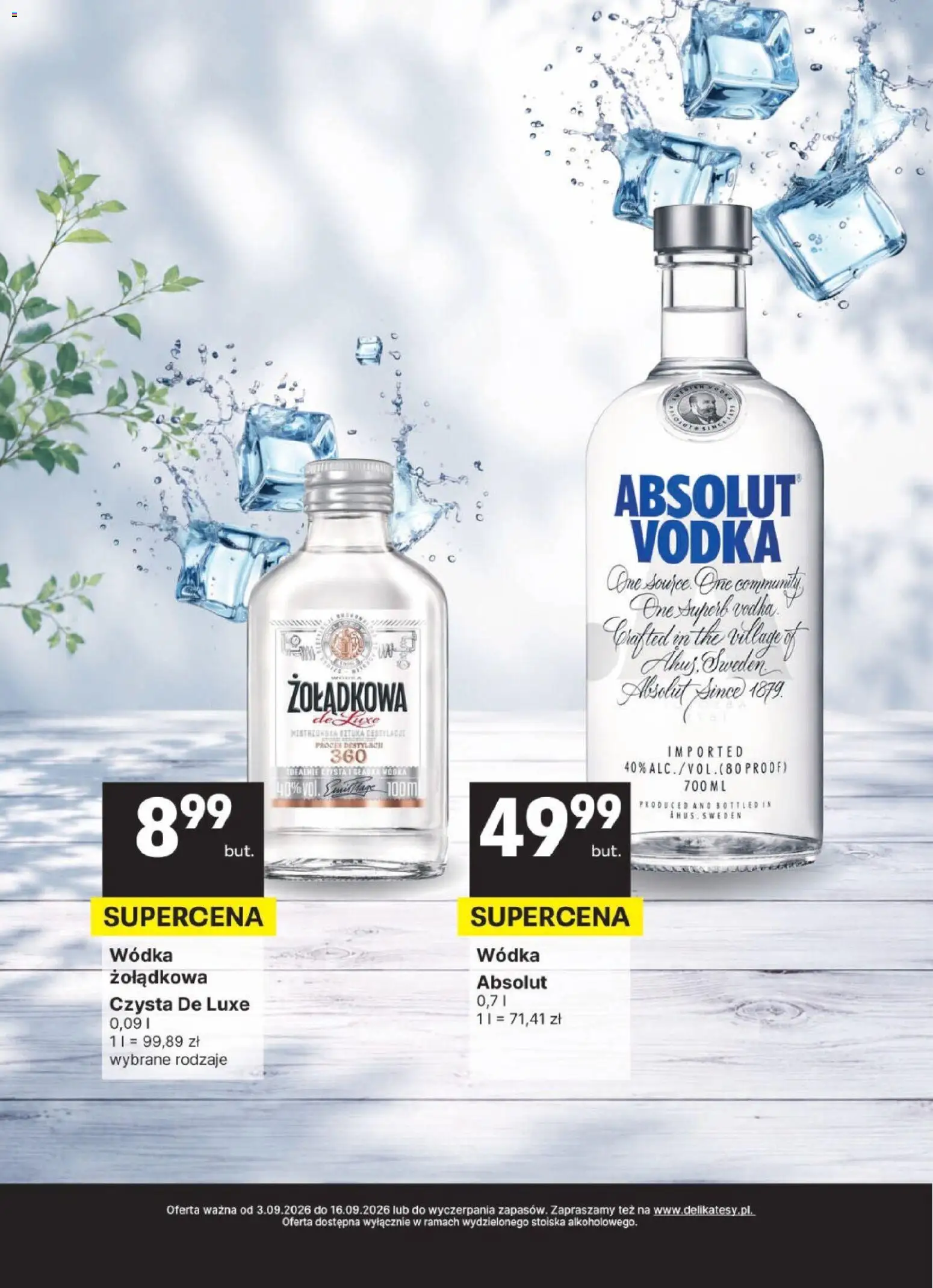 Delikatesy Centrum gazetka - DeliBarek od 03.09.2026 | Strona: 9 | Produkty: Absolut vodka, Vodka, Wódka