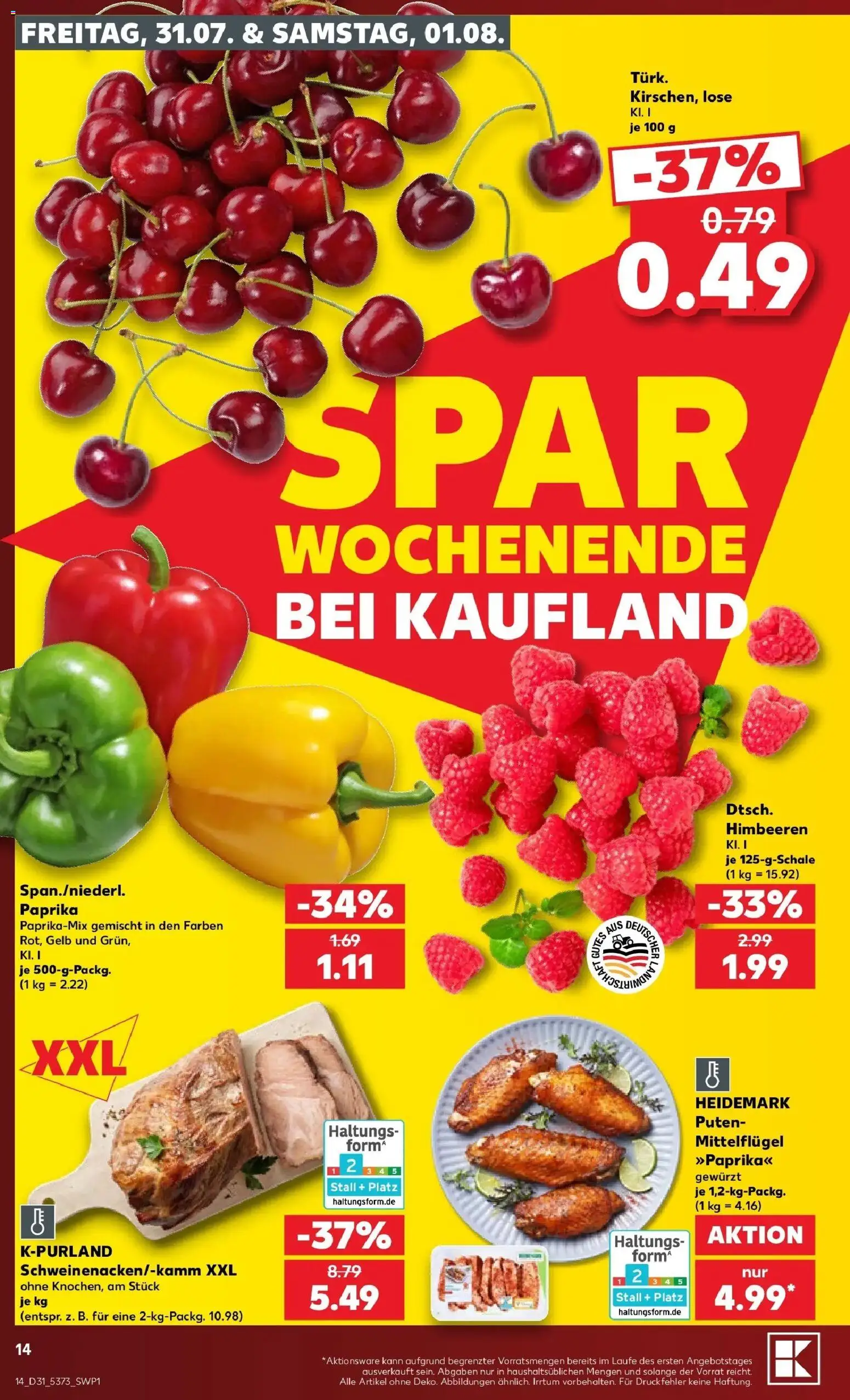 Kaufland Prospekt Bad Oldesloe – gültig ab 30.07.2026 | Seite: 14 | Produkte: Himbeeren, Paprika