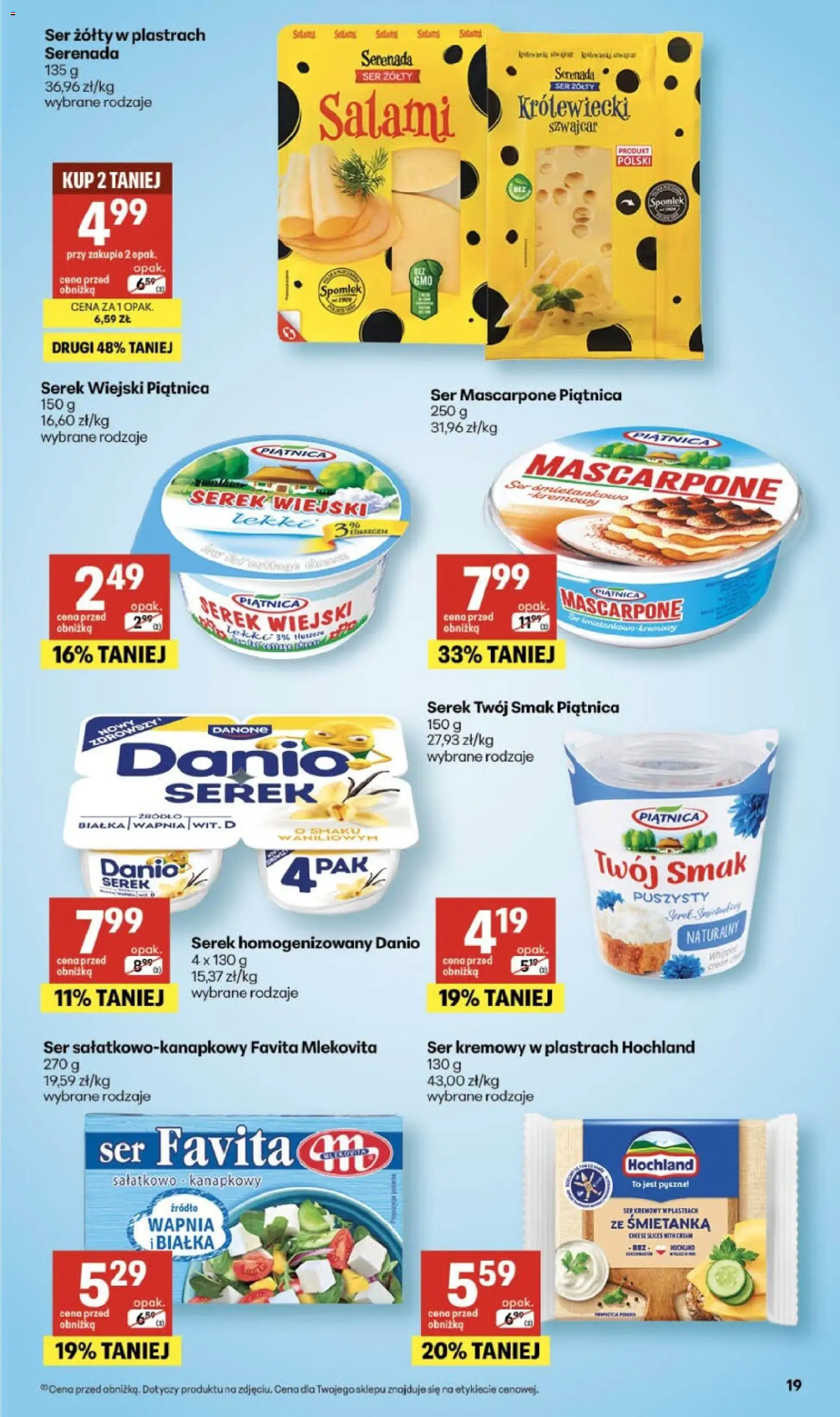Delikatesy Centrum gazetka - Sklepy Własne od 07.05.2026 | Strona: 19 | Produkty: Mascarpone, Serek wiejski, Ser, Salami