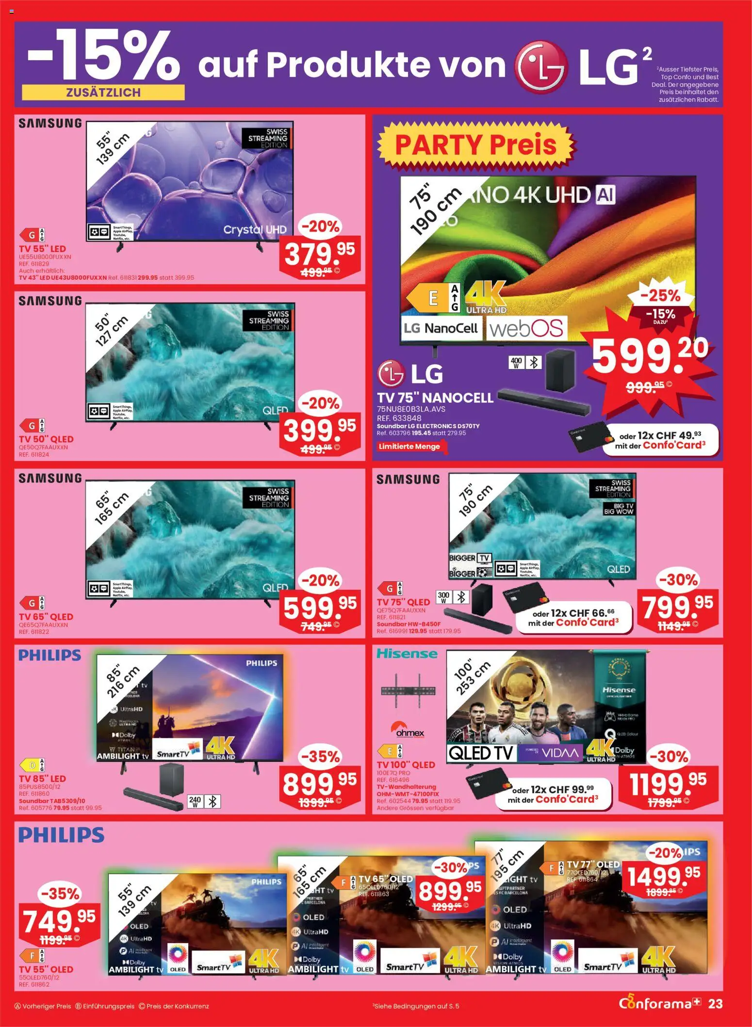 Conforama aktionen – gültig ab 26.08.2026 | Seite: 23 | Produkte: Top, Samsung, LG, Hisense
