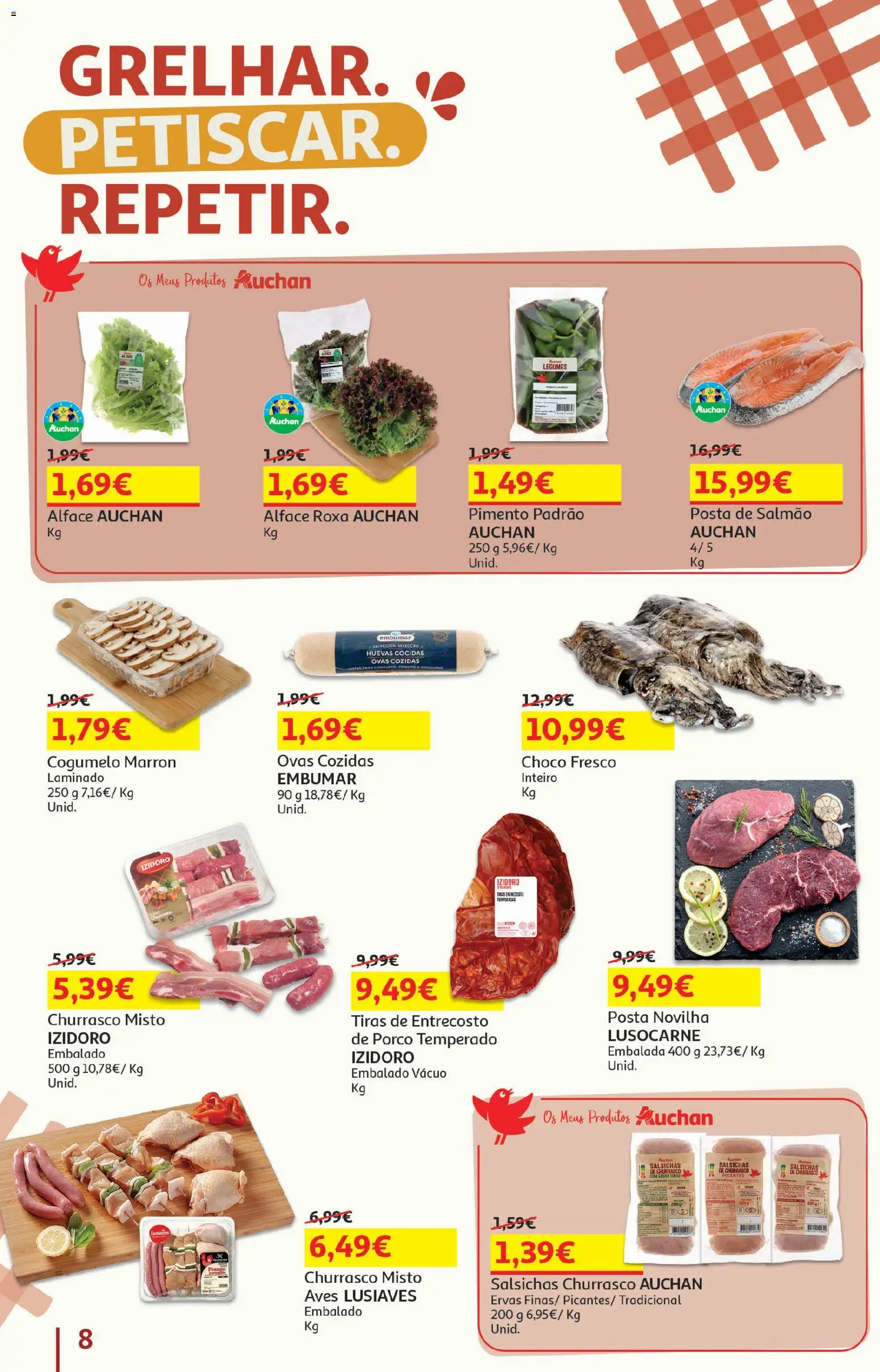 Auchan - Festa de Verão │ válido de 05/08/2026 | Página: 8 | Produtos: Frango, Salmão, Alface