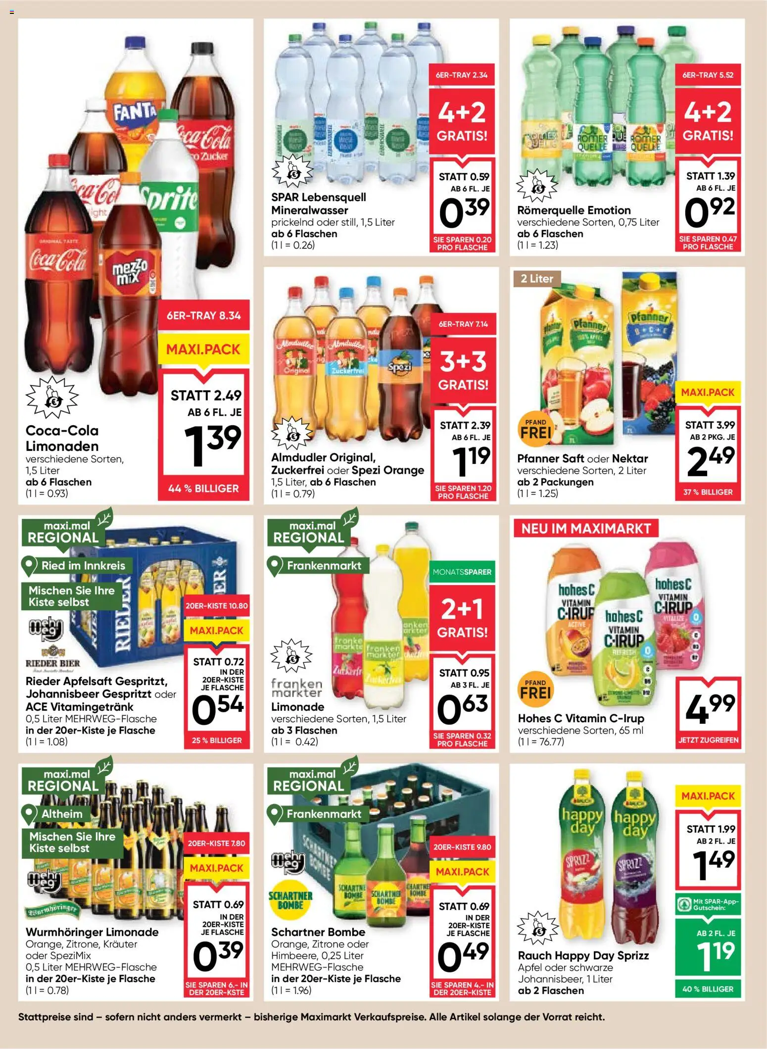 Maximarkt Flugblatt gültig ab 13.08.2026 | Seite: 12 | Produkte: Zitrone, Mineralwasser, Saft, Bier