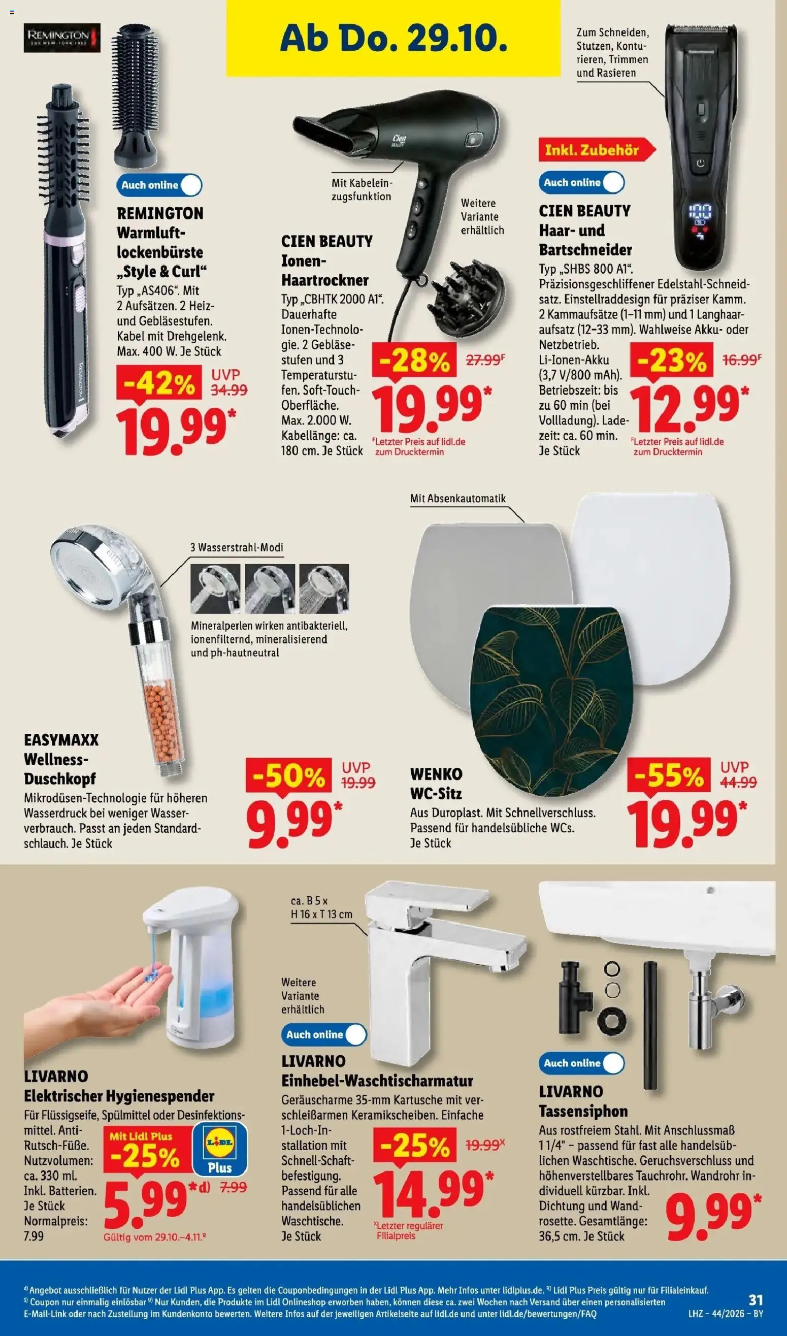 Lidl Prospekt Hof-innenstadt (ab 26.10.2026) zum Blättern » Angebote | Seite: 53 | Produkte: Kabel, Haartrockner, Wasser, Duschkopf