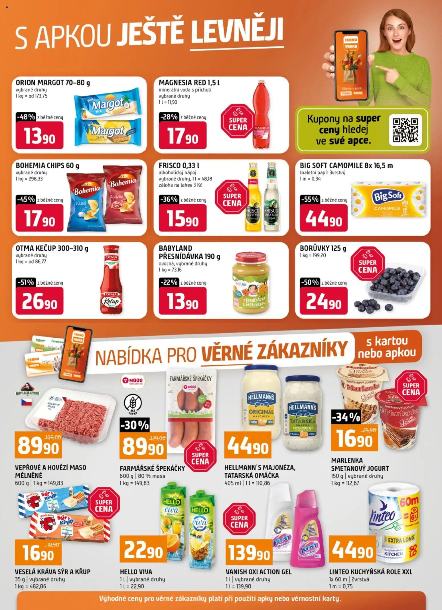 Terno leták - Nabídka pro věrné zákazníky od 24.06.2026 | Strana: 1 | Produkty: Hovězí maso, Frisco, Hellmann's, Magnesia Red