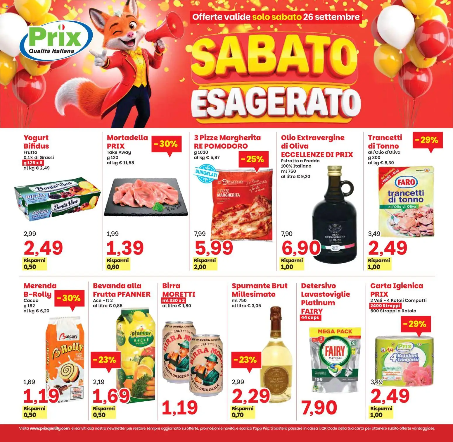 Volantino Prix del 25/09/2026 | Pagina: 23 | Prodotti: Olio, Tonno, Mortadella, Cacao