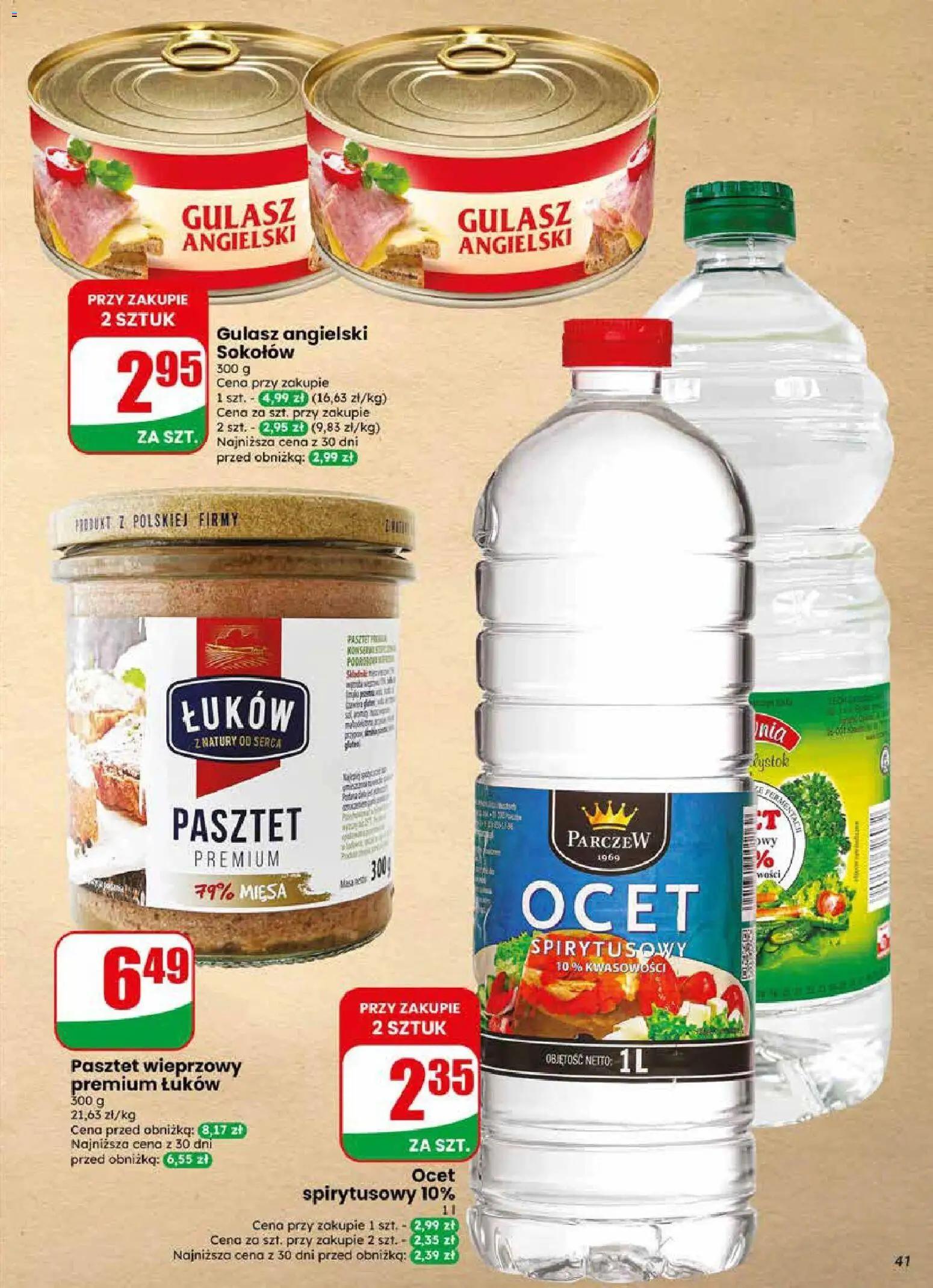 Dino gazetka od 20.05.2026 | Strona: 41 | Produkty: Ocet spirytusowy, Ocet, Gulasz angielski, Gulasz