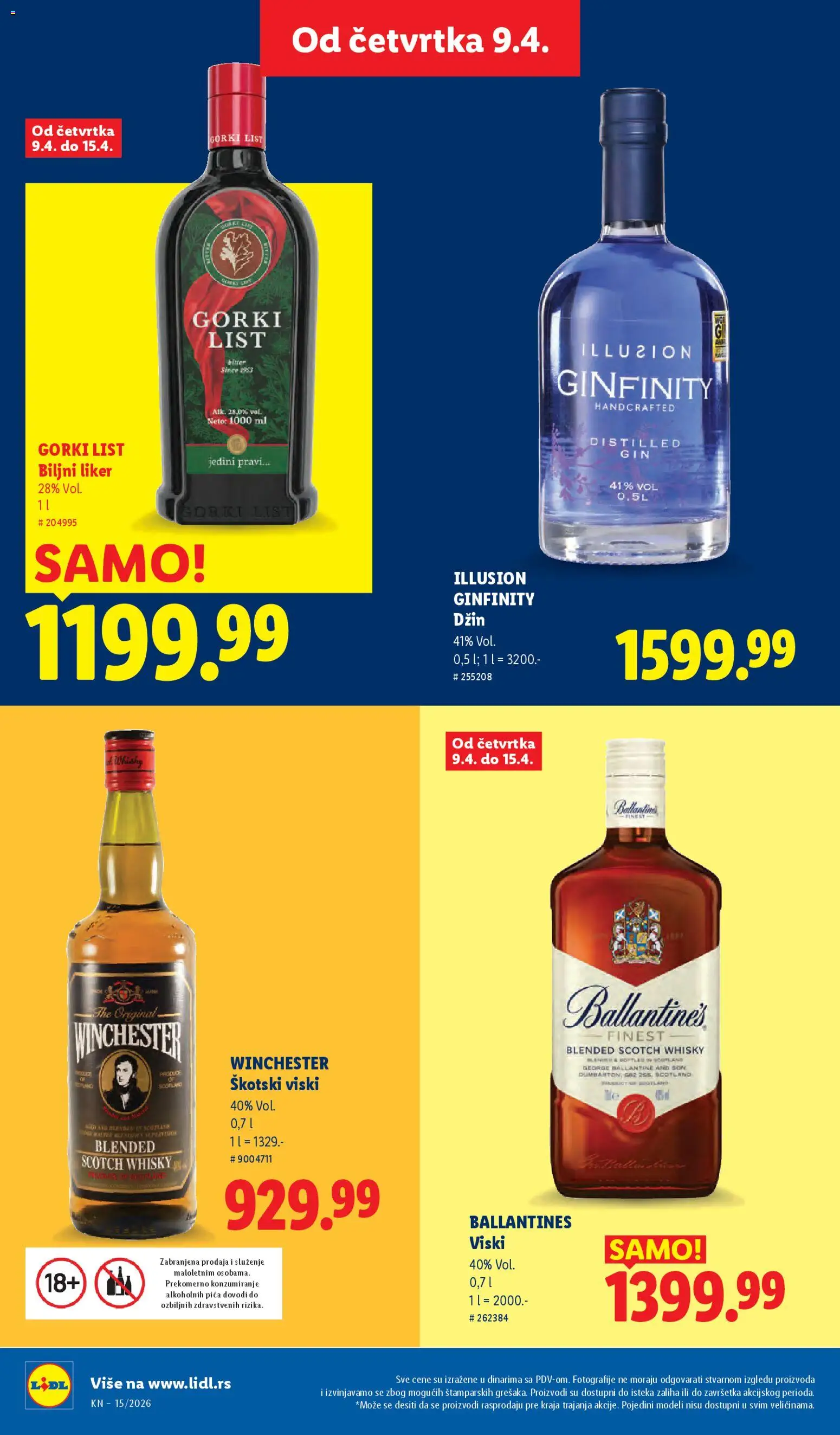 Lidl katalog - važi od 09.04.2026 | Strana: 40 | Proizvode: Liker, Biljni liker, Viski, Ballantine's