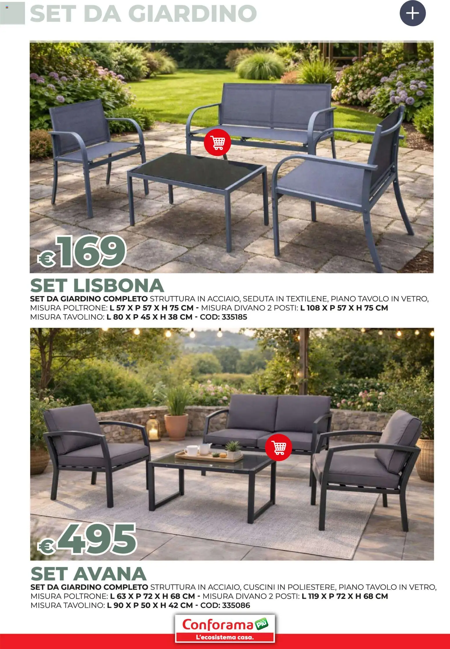 Volantino Conforama del 19/03/2026 | Pagina: 58 | Prodotti: Tavolino, Set da giardino, Divano, Tavolo