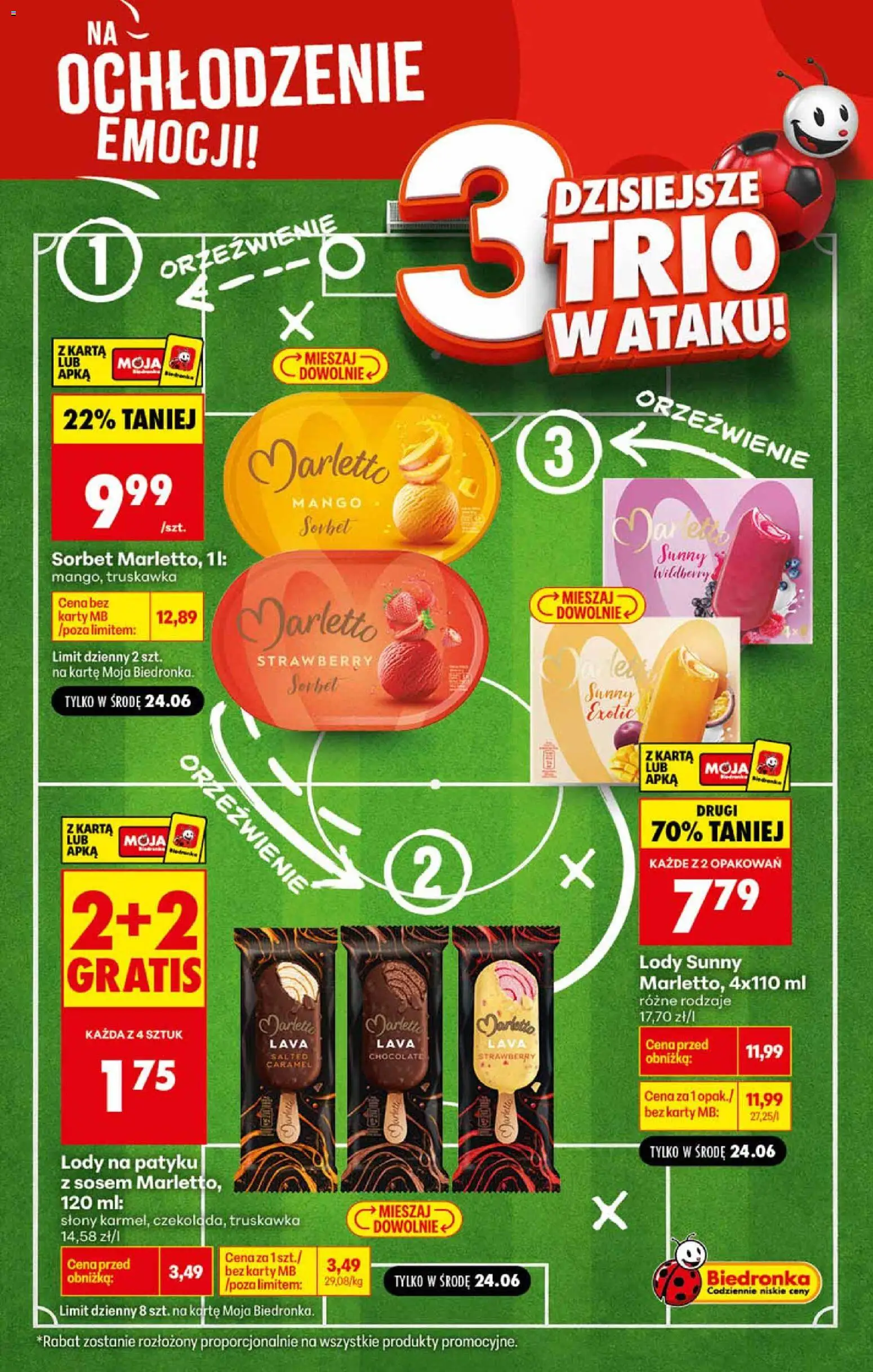 Biedronka gazetka - Football od 24.06.2026 | Strona: 3 | Produkty: Mango, Lody na patyku, Sorbet, Lody