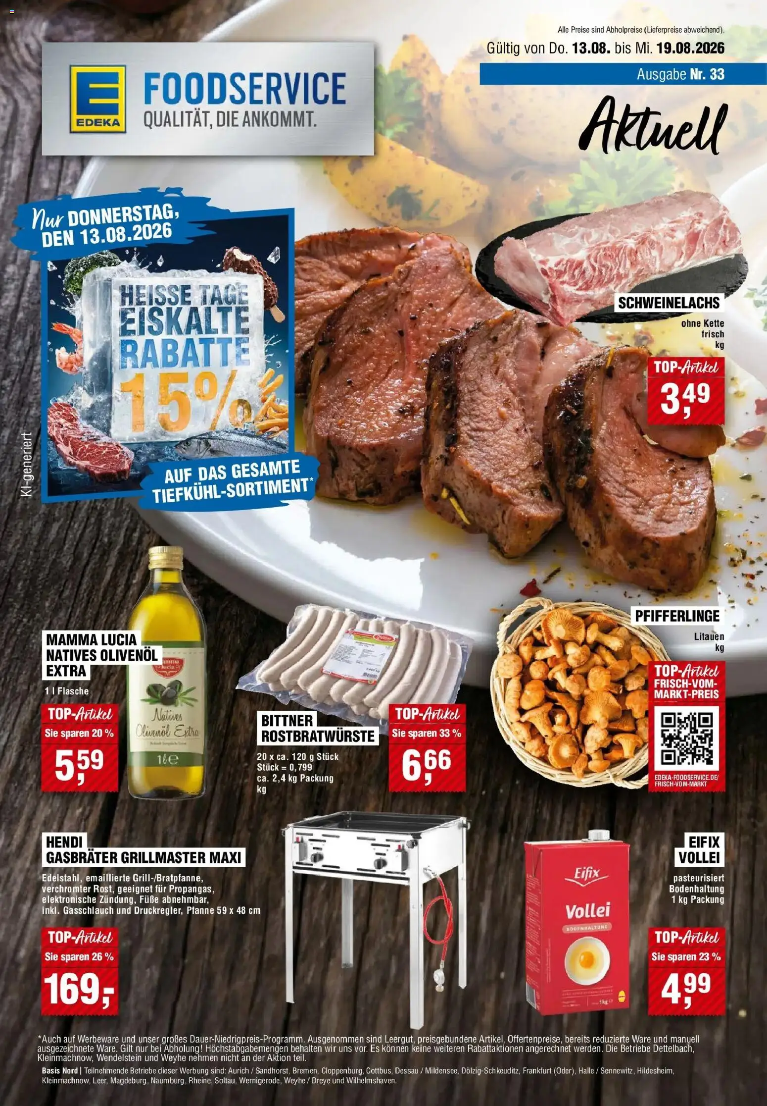 Edeka Prospekt Cloppenburg (ab 13.08.2026) » Angebote Online | Seite: 1 | Produkte: Olivenol, Pfifferlinge