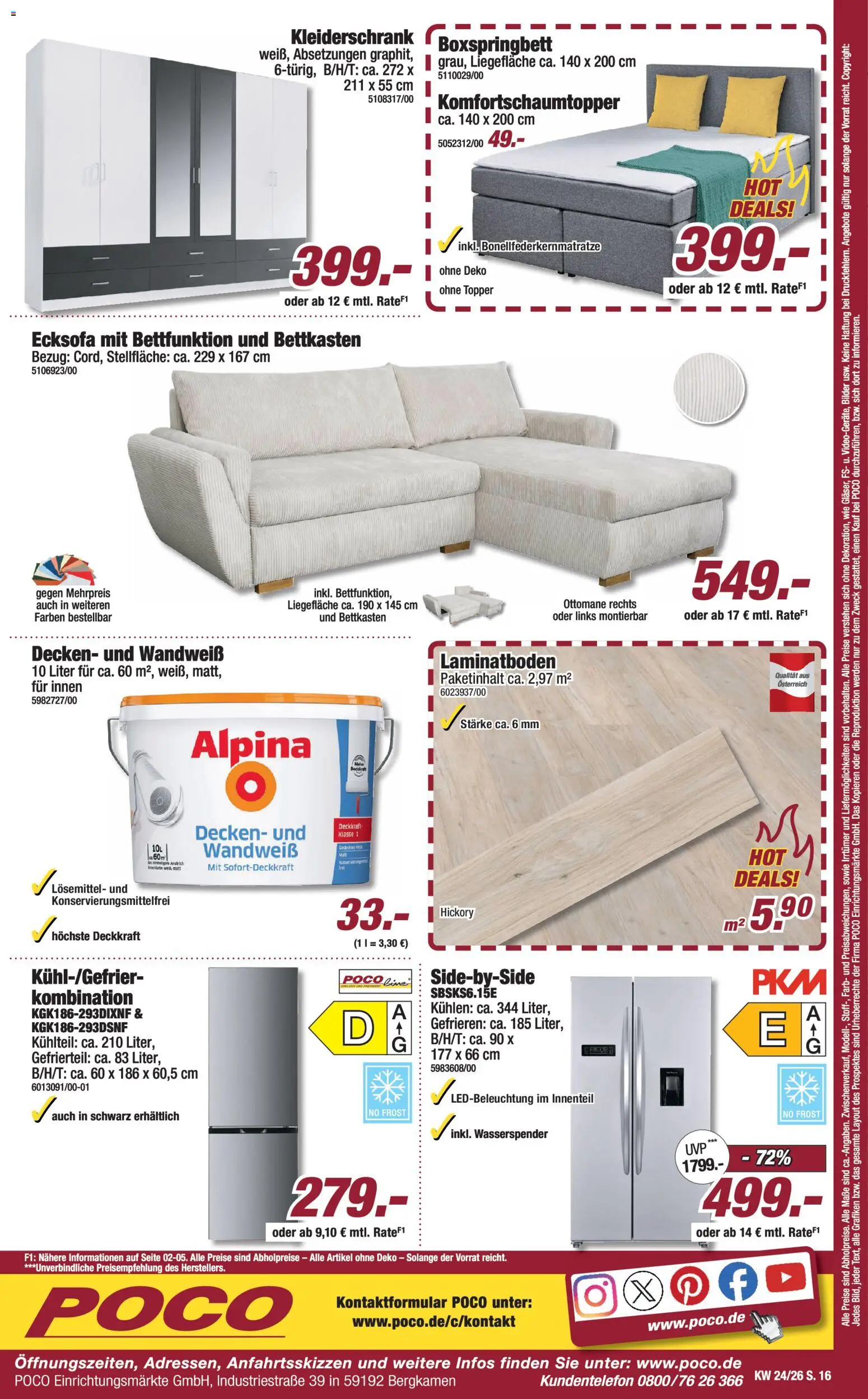 Poco Prospekt – gültig ab 07.06.2026 | Seite: 16 | Produkte: Ecksofa, Boxspringbett, Topper, Bilder