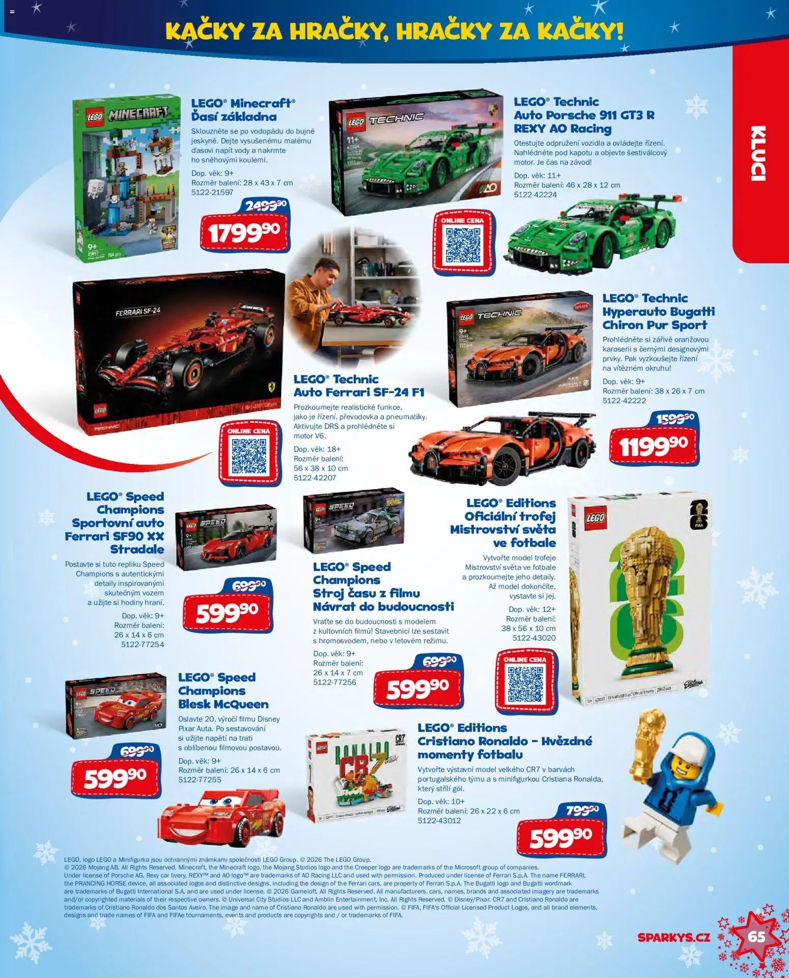 Sparkys katalog Vánoce 2026 od 01.10.2026 | Strana: 65 | Produkty: Hodiny, LEGO, Lego Technic, Hračky