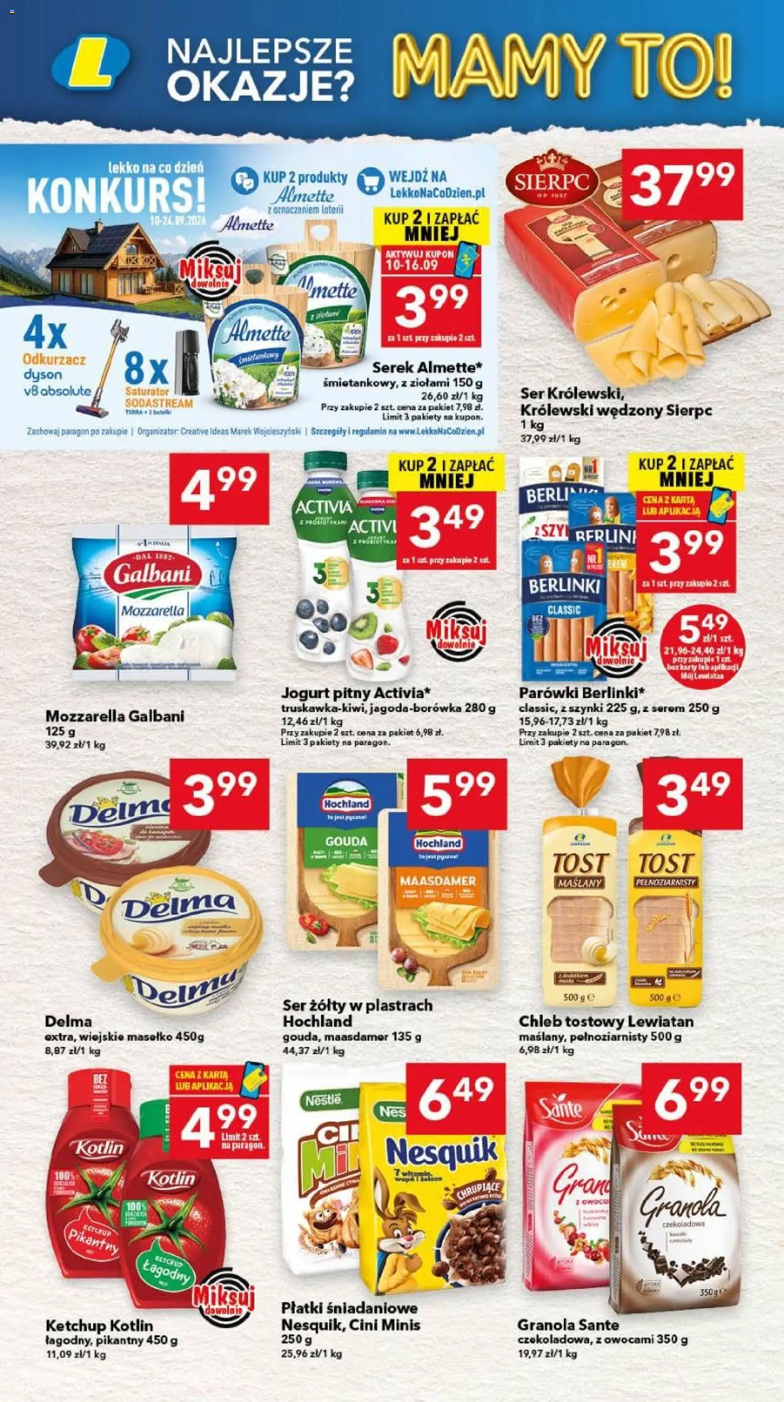 Lewiatan gazetka - Legnica od 10.09.2026 | Strona: 4 | Produkty: Serem, Jogurt, Mozzarella, Płatki