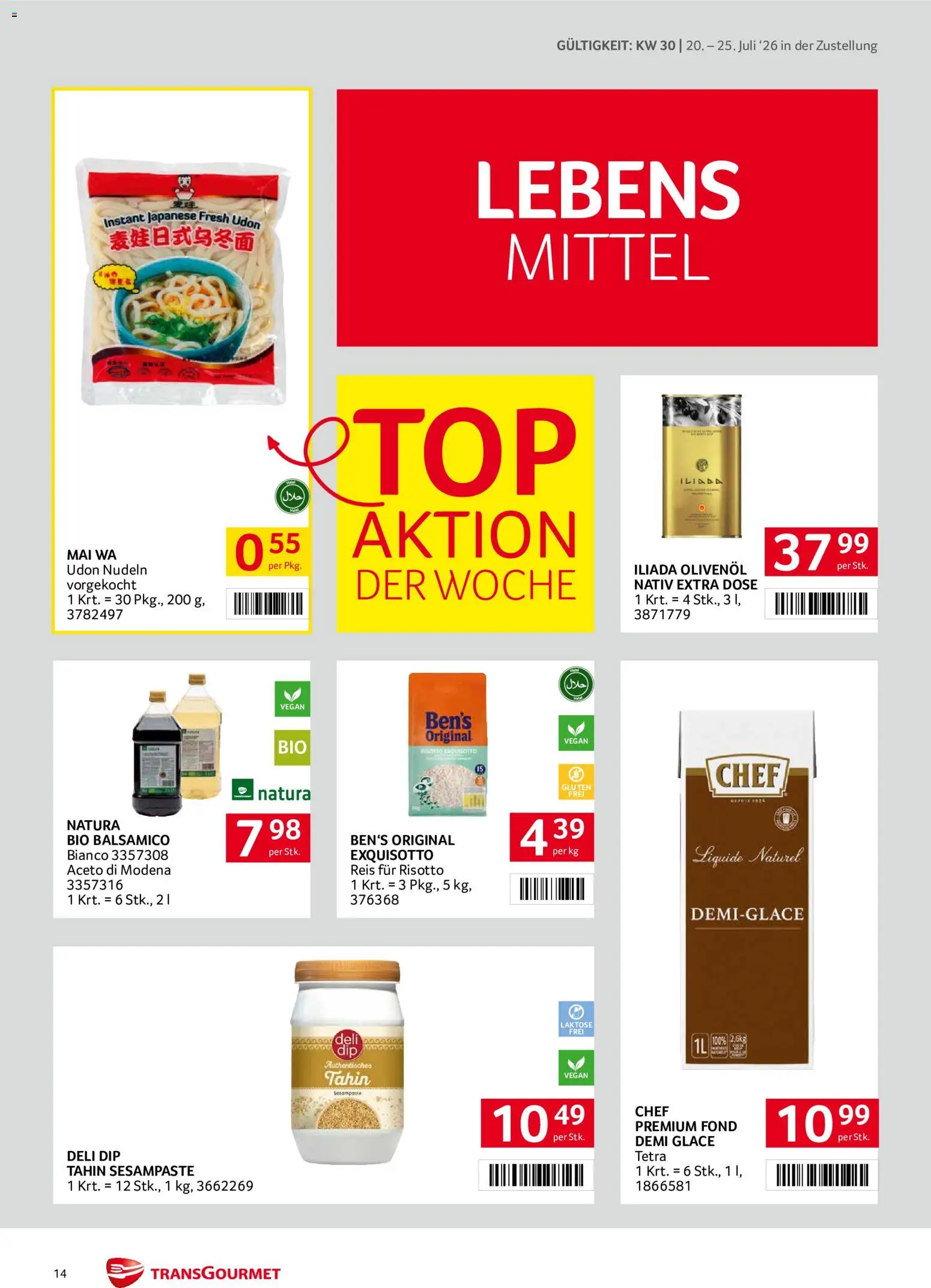 Transgourmet Zustellaktion gültig ab 20.07.2026 | Seite: 14 | Produkte: Reis, Nudeln