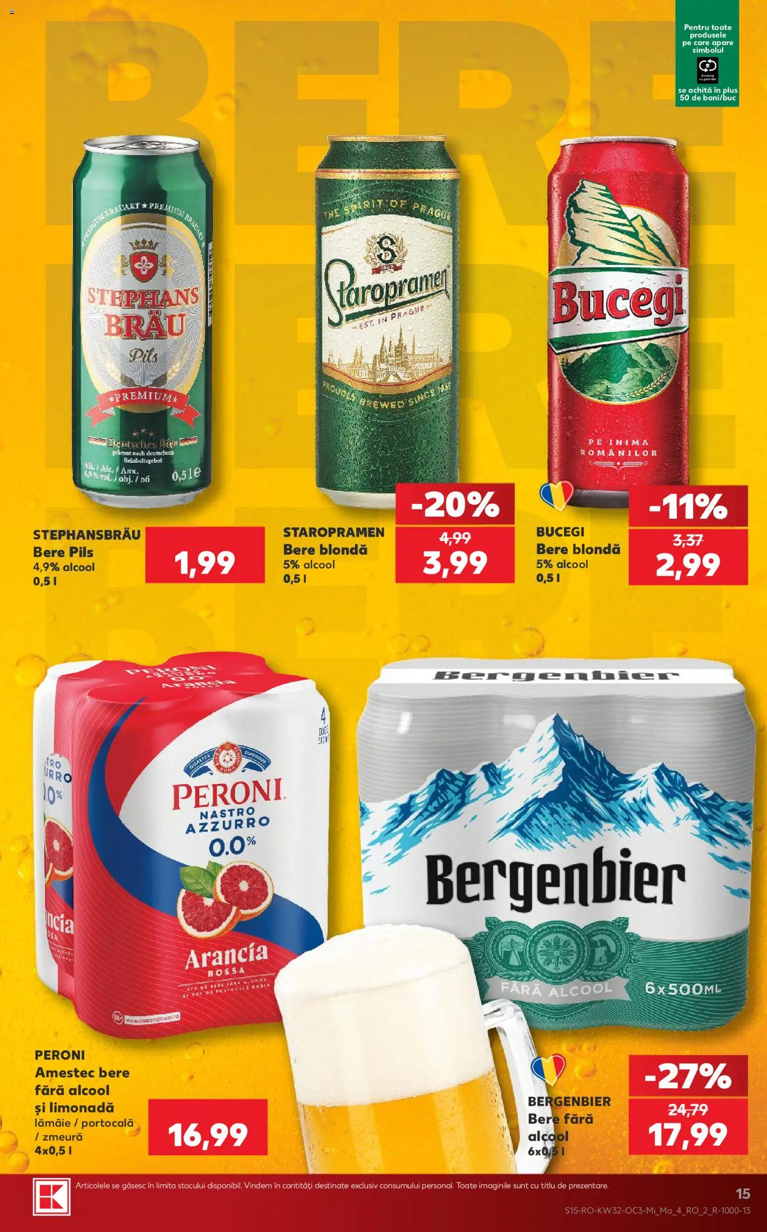 Noul catalog Kaufland – valabil de la 05.08.2026 | Pagină: 15 | Produse: Sıcak su torbası, Suc, Bere, Plastik Kulübe