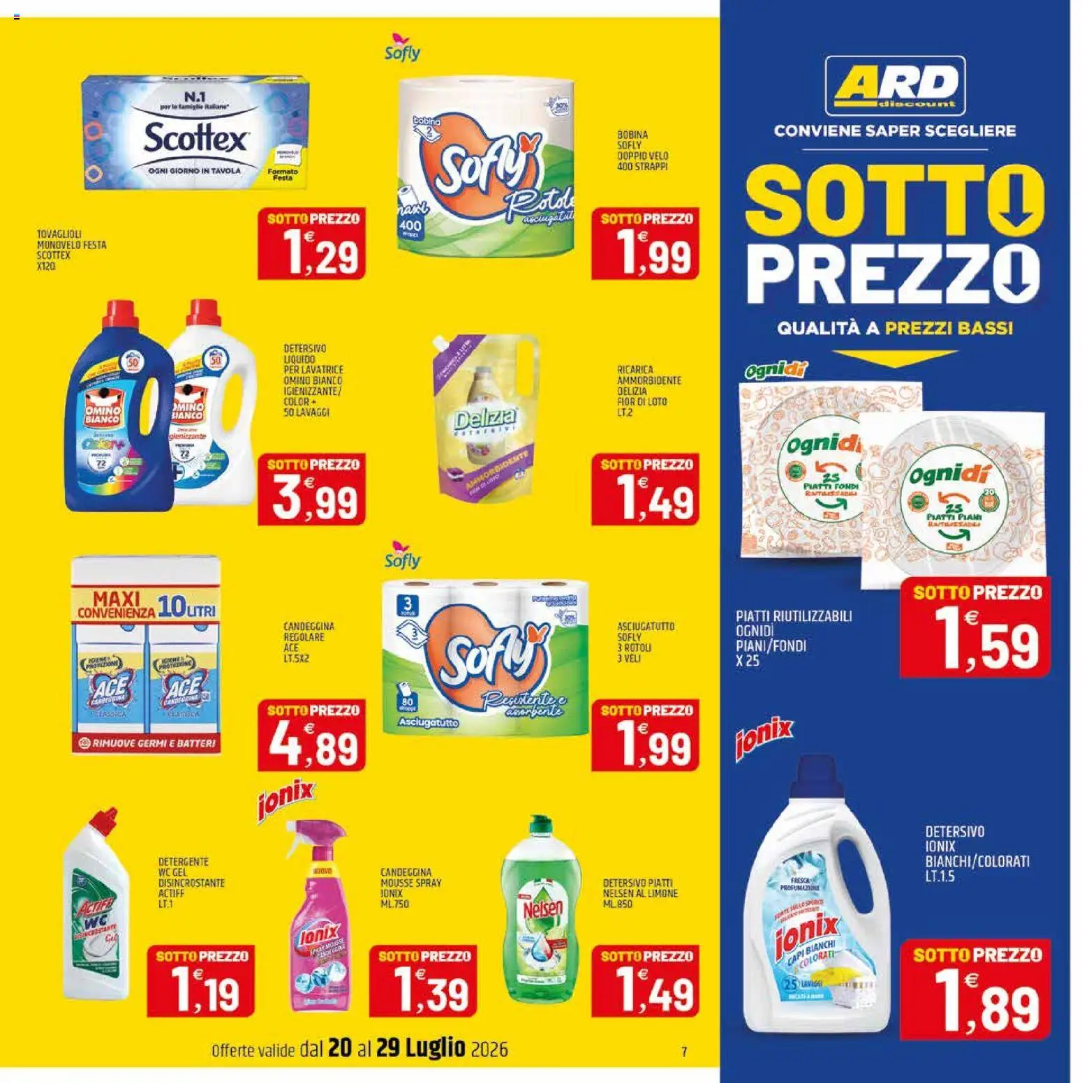 Volantino ARD Discount del 20/07/2026 | Pagina: 15 | Prodotti: Detergente, Candeggina, Asciugatutto, WC