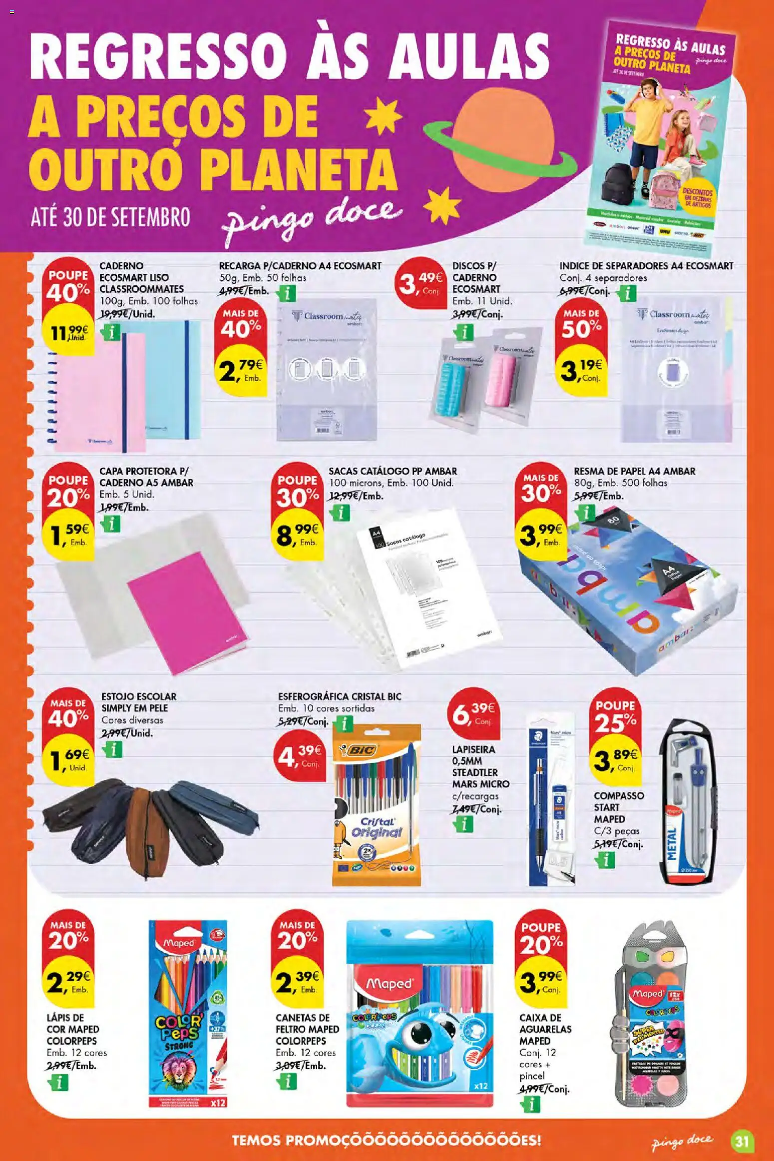 Pingo Doce Poupe Esta Semana Açores │ válido de 17/09/2026 | Página: 31 | Produtos: Caderno, Pincel, Caixa