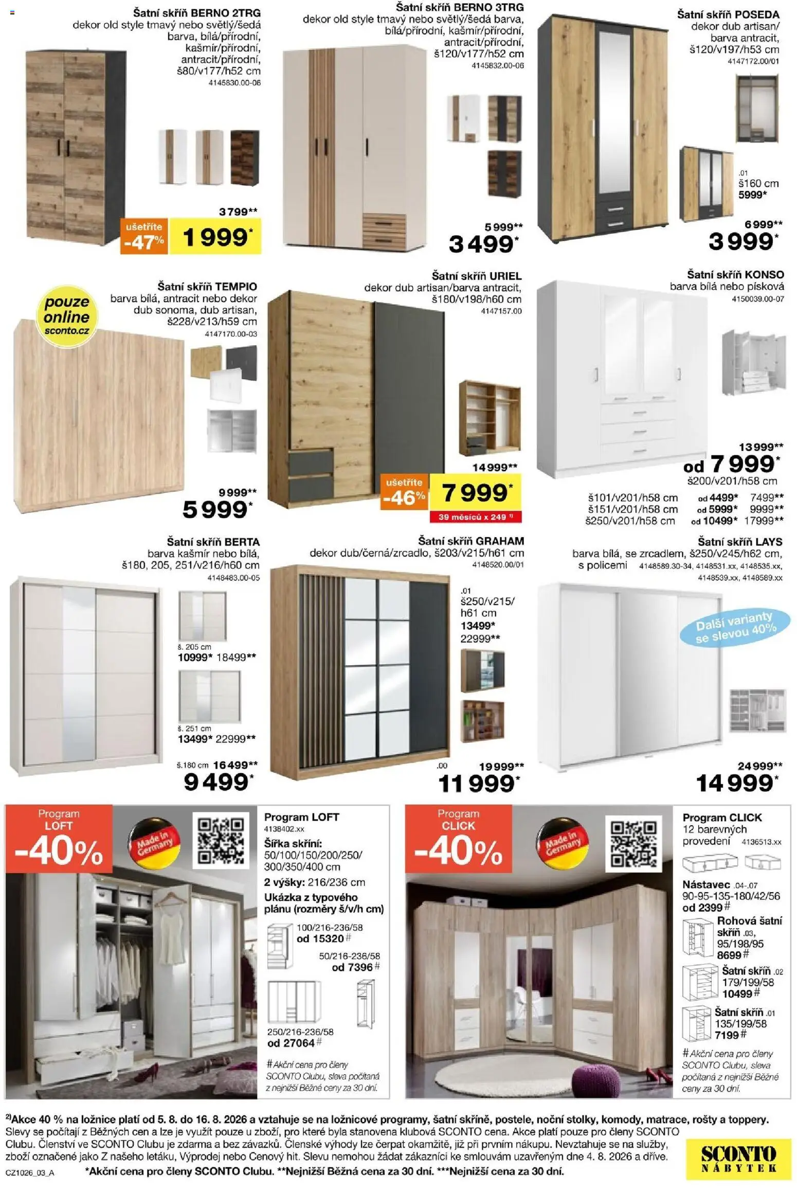Sconto nábytek leták od 05.08.2026 | Strana: 3 | Produkty: Nábytek, Šatní skříň, Skříň