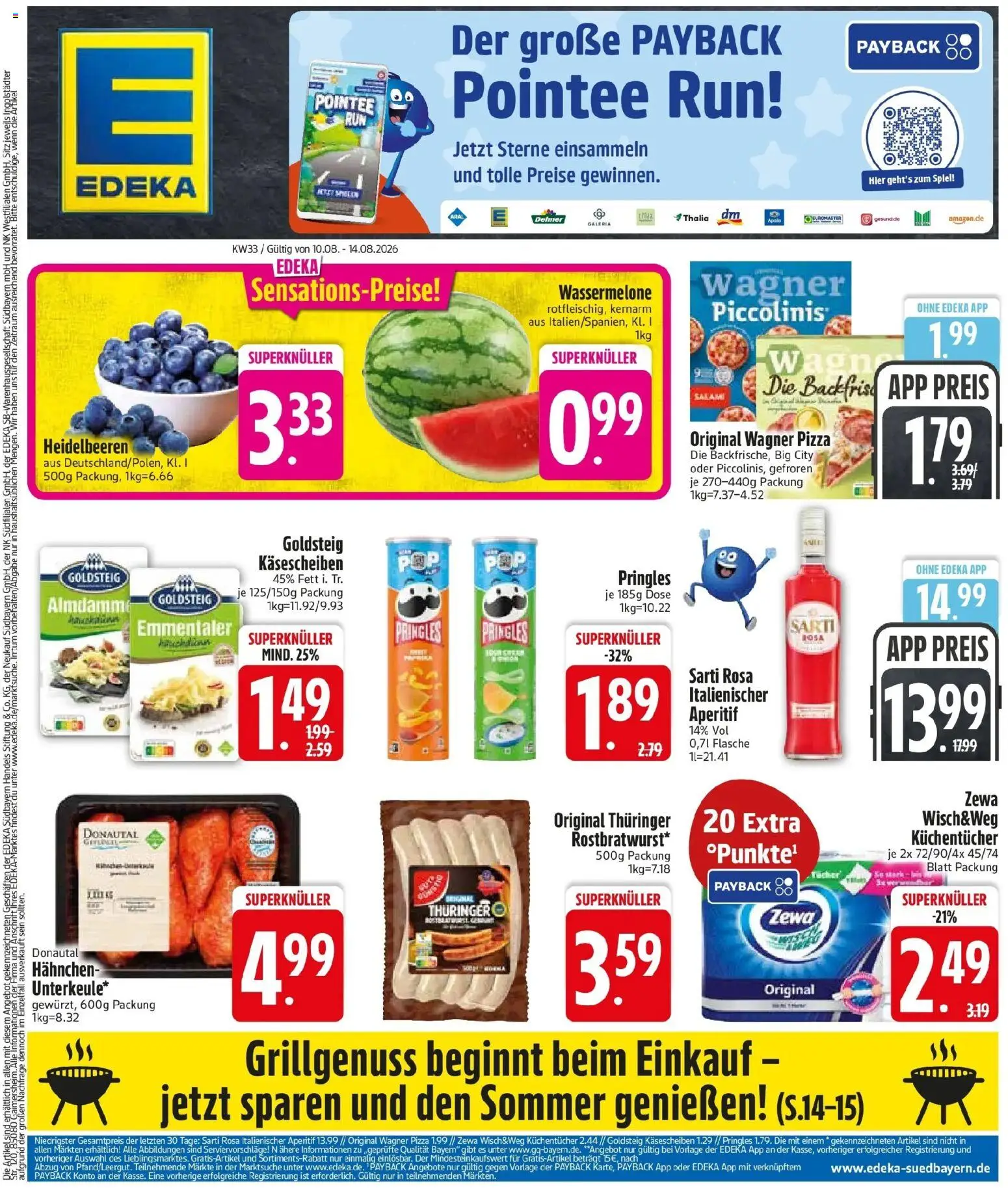 Edeka Prospekt Sauerlach – gültig ab 10.08.2026 | Seite: 3 | Produkte: Zewa, Heidelbeeren, Salami, Pizza