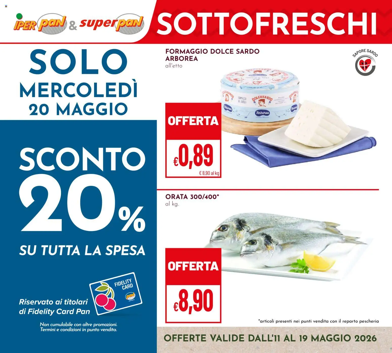 Volantino Pan del 11.05.2026 | Pagina: 1 | Prodotti: Orata, Formaggio