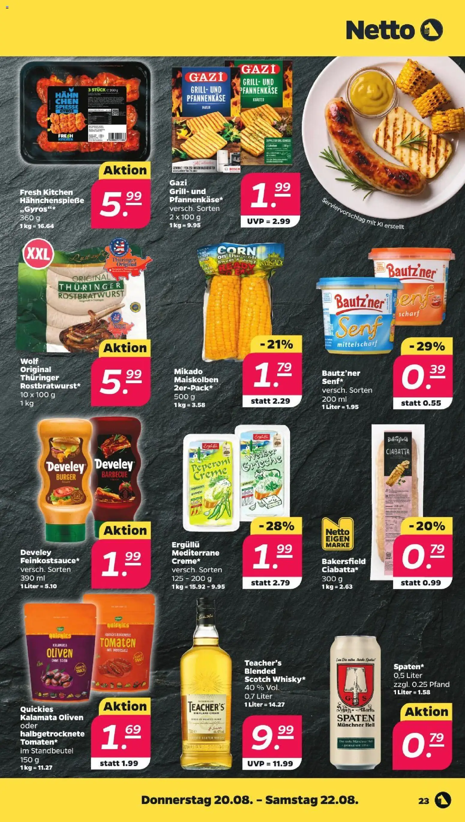 Netto Prospekt – gültig ab 17.08.2026 | Seite: 27 | Produkte: Whisky, Spieße, Creme, Gyros