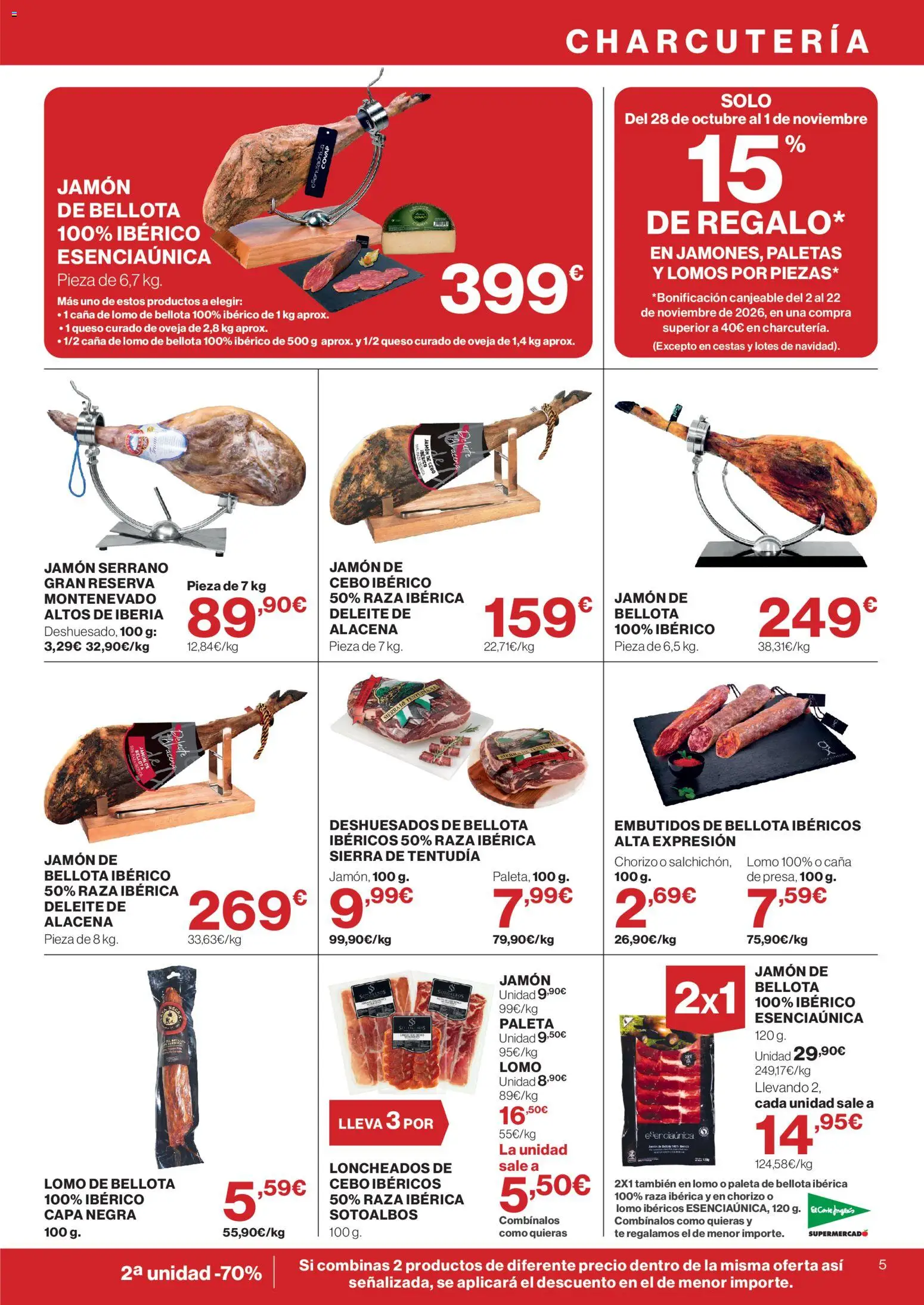 El Corte Inglés ofertas │ válido desde el 28/10/2026 | Página: 5 | Productos: Queso, Jamón, Queso curado, Té