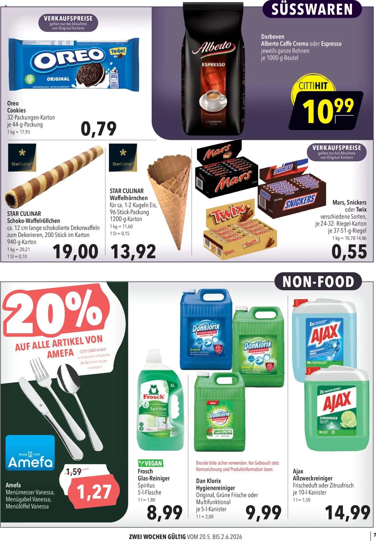 CITTI Markt Aktuelle Angebote für Profis – gültig ab 20.05.2026 | Seite: 7 | Produkte: Snickers, Mars, Twix