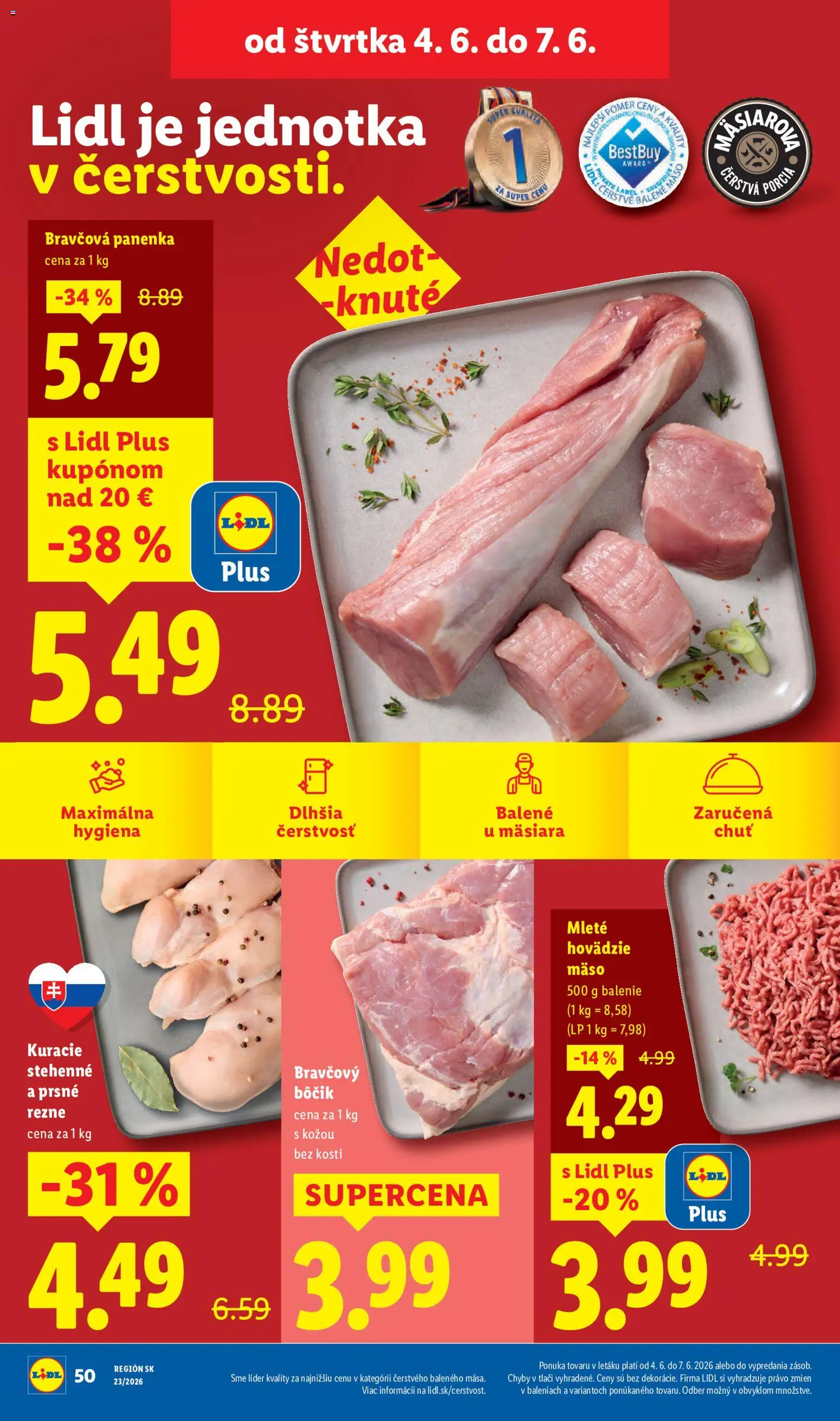 Nové Lidl akcie – leták je platný od 01.06.2026 | Strana: 62 | Produkty: Hovädzie mäso, Bravčová panenka, Bravčový bôčik