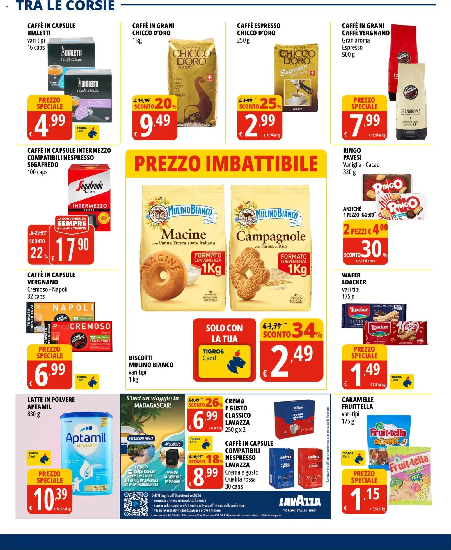 Volantino Tigros del 19/08/2026 | Pagina: 14 | Prodotti: Latte in polvere, Panna, Lavazza, Segafredo