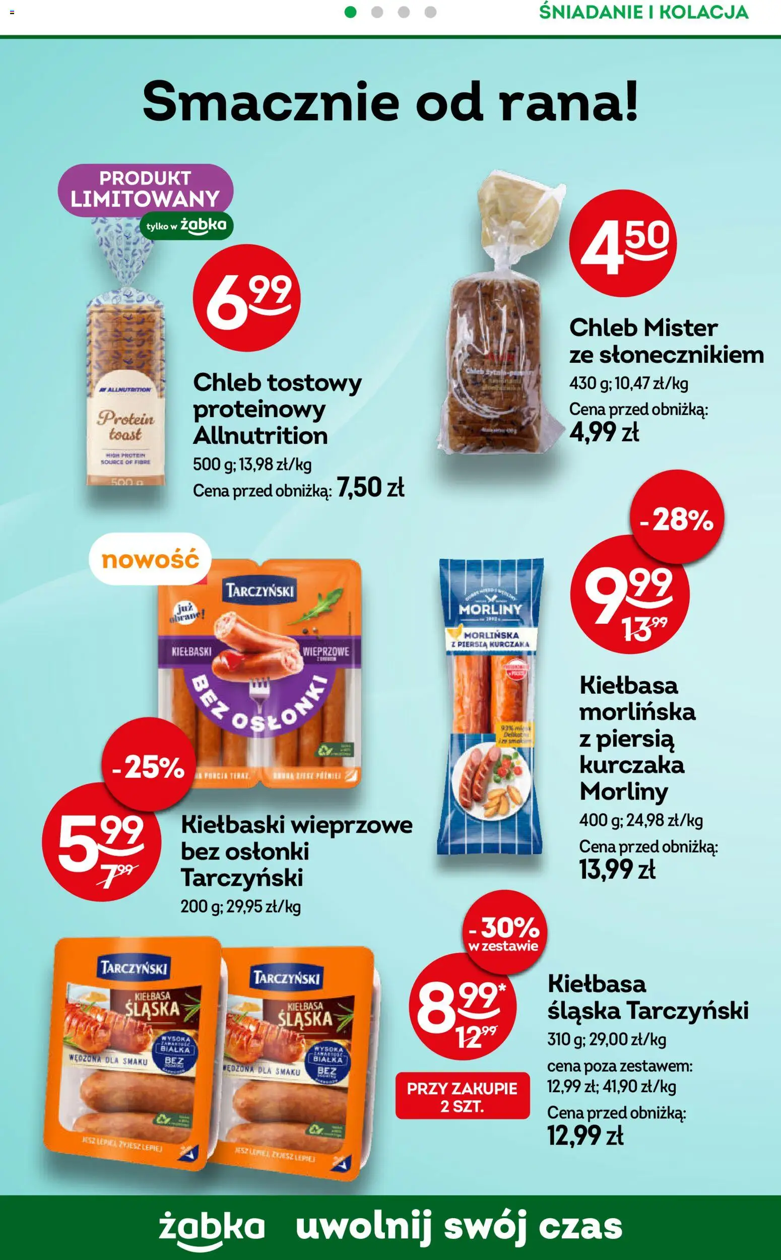 Żabka gazetka - Codzienne produkty od 08.04.2026 | Strona: 12 | Produkty: Kiełbasa, Chleb tostowy, Kiełbaski, Kiełbasa śląska