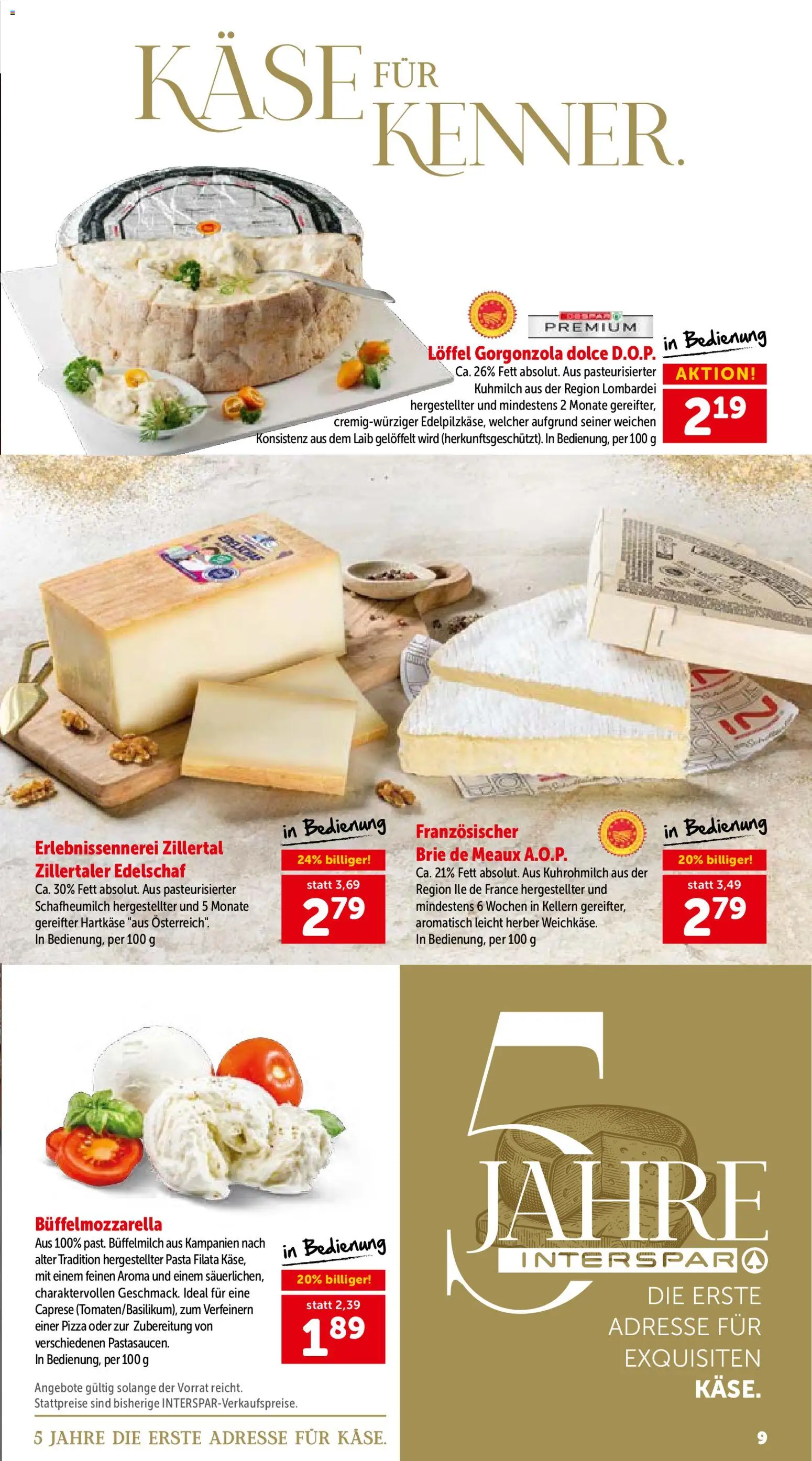 Interspar 5 Jahre am Schottentor gültig ab 21.05.2026 | Seite: 9 | Produkte: Pasta, Käse, Pizza