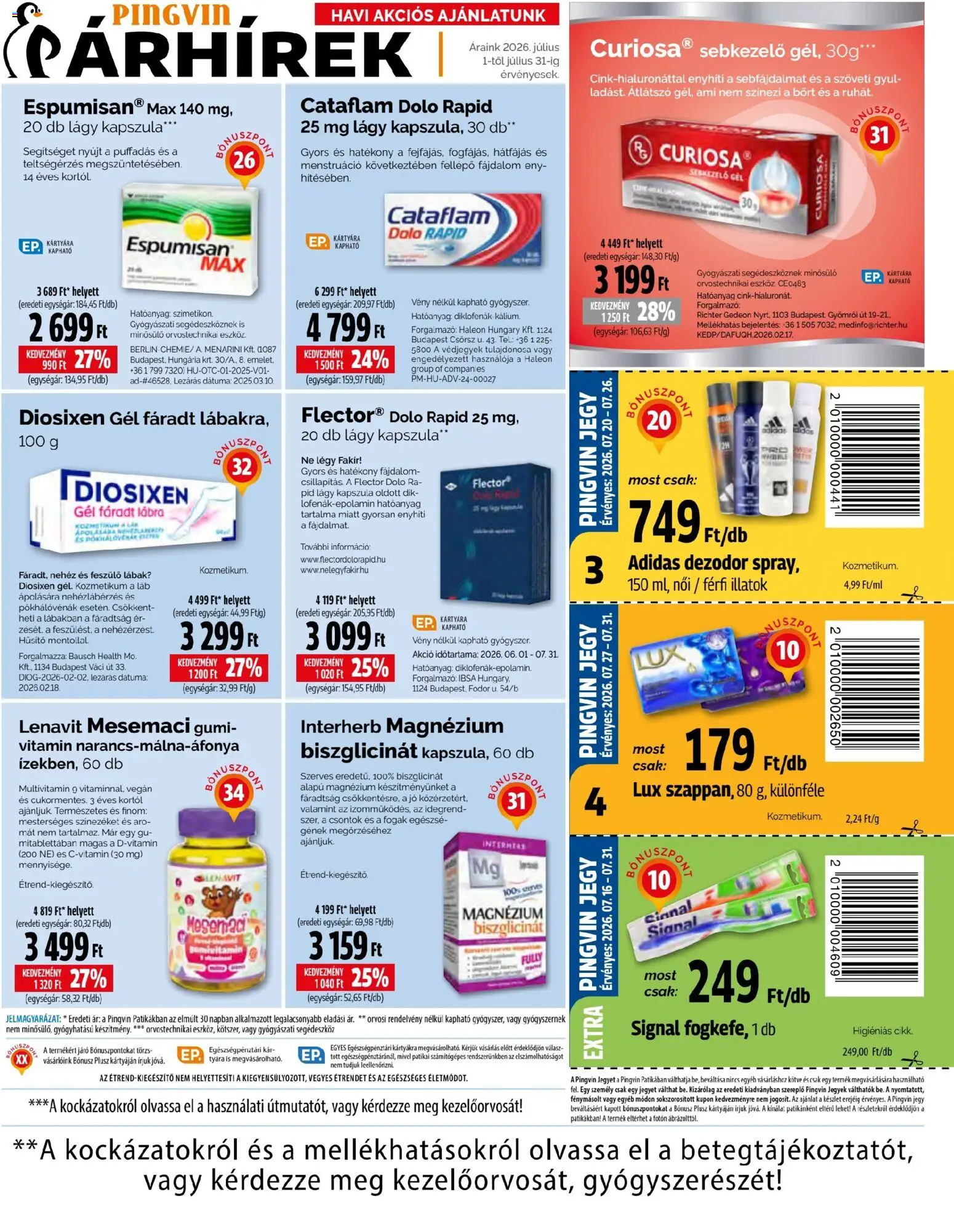 Pingvin Patika akciós ujság - amely érvényes a következő dátumtól: 2026.07.01. | Oldal: 5 | Termékek: Fellépő, Dezodor, Multivitamin, Vegán