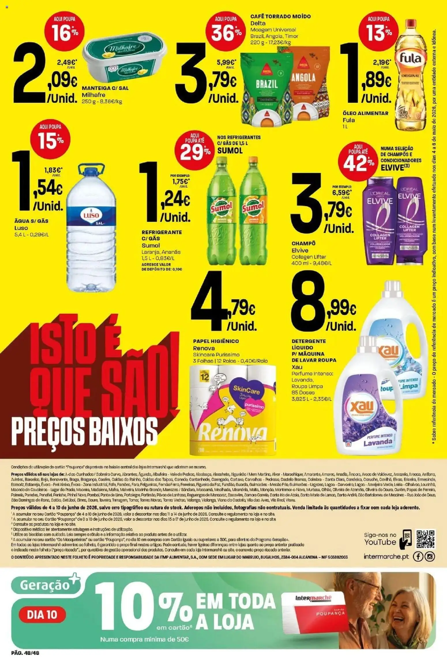 Intermarché - Isto é que são preços BAIXOS! │ válido de 04/06/2026 | Página: 48 | Produtos: Refrigerante, Detergente, Manteiga, Óleo