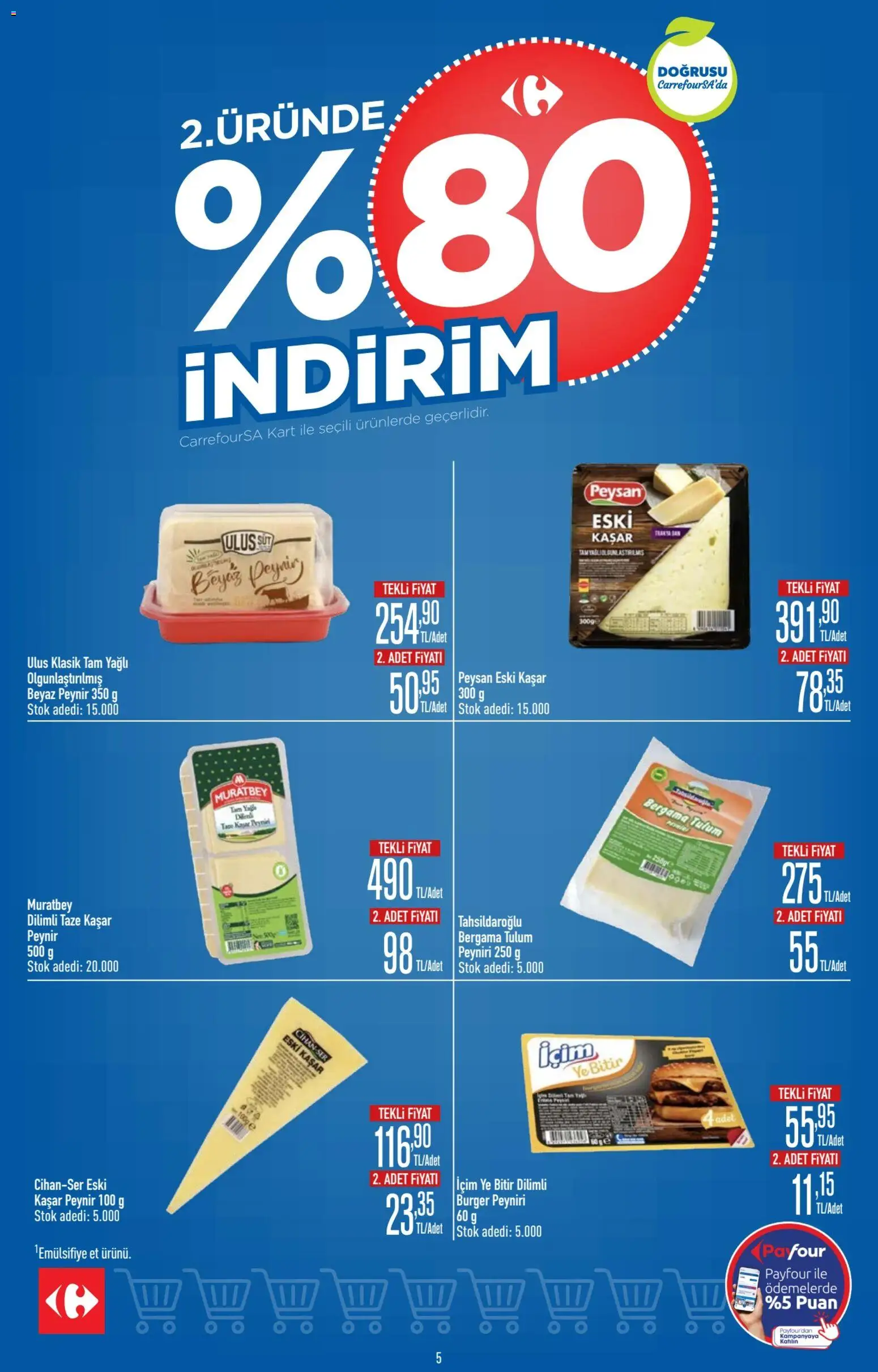 CarrefourSA Katalog - 06 Ağustos 2026 tarihinden itibaren geçerlidir | Sayfa: 5 | Ürünler: Süt, Peynir, Tulum, Et