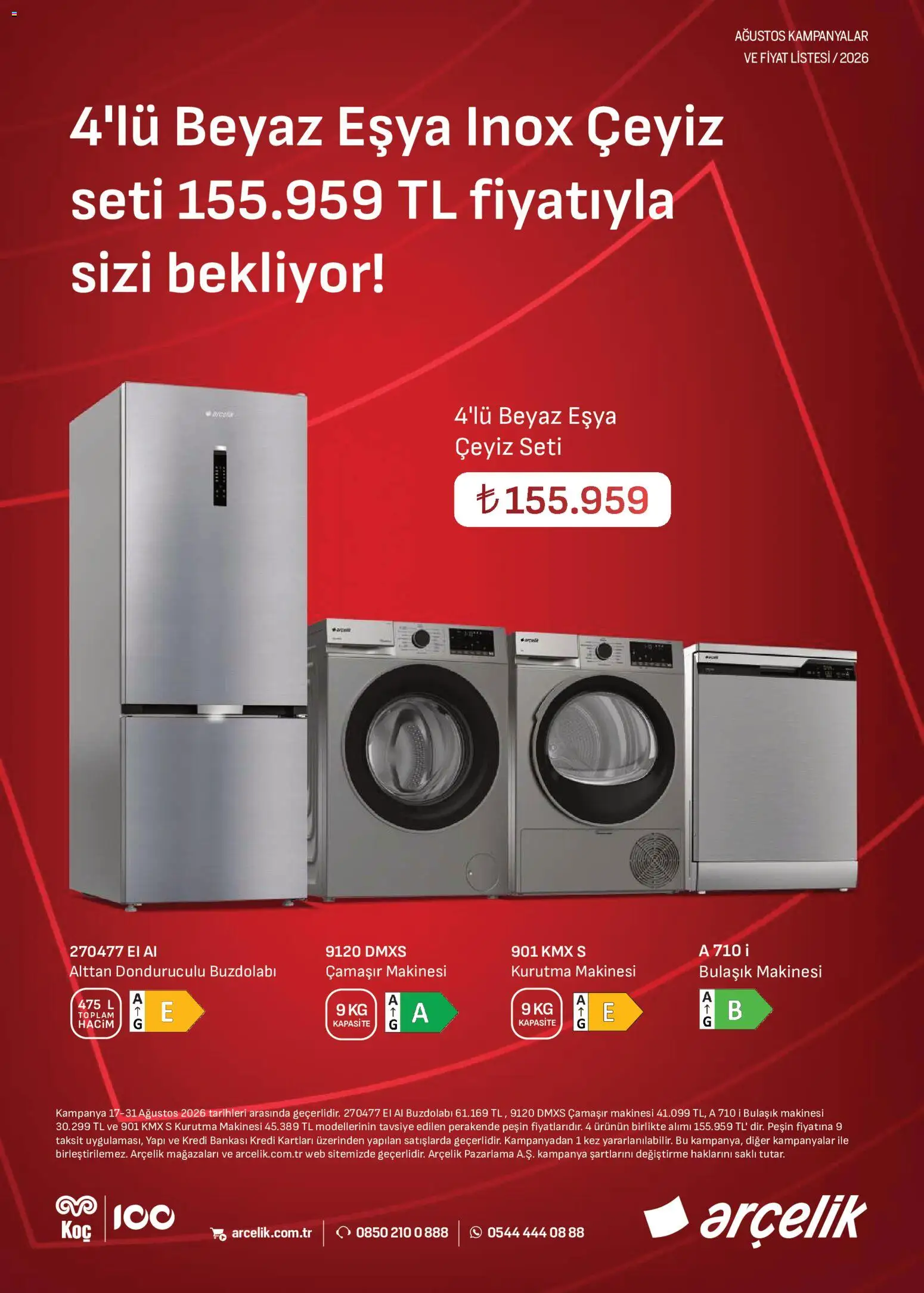 Arçelik Katalog - 21 Ağustos 2026 tarihinden itibaren geçerlidir | Sayfa: 5 | Ürünler: Kurutma makinesi, Buzdolabı, Çamaşır makinesi, Bulaşık makinesi