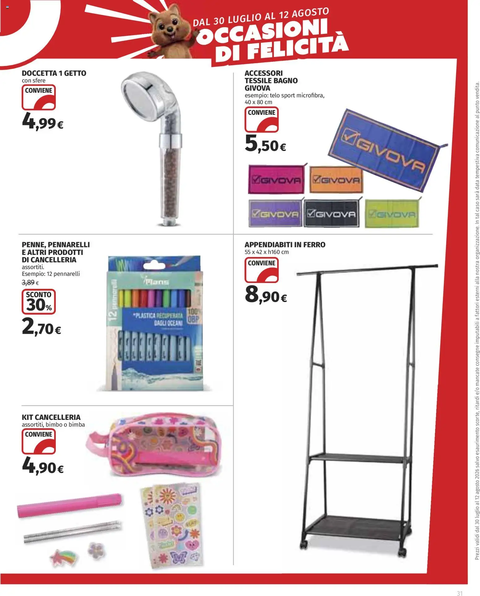 Volantino Ipercoop del 30/07/2026 | Pagina: 31 | Prodotti: Pennarelli, Bagno, Appendiabiti