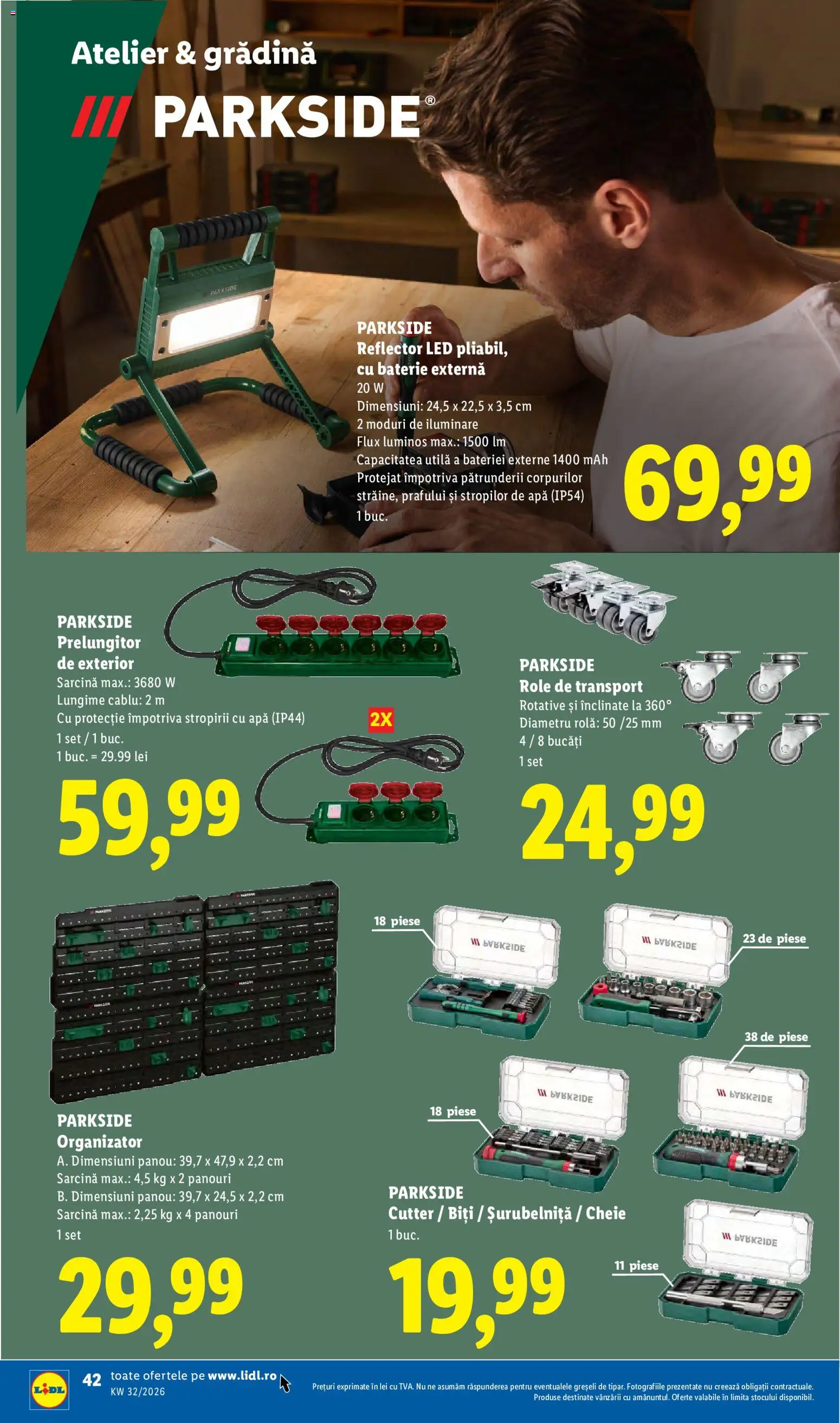 Noul catalog Lidl – valabil de la 03.08.2026 | Pagină: 42 | Produse: Cheie, Reflector, Panouri, Apă
