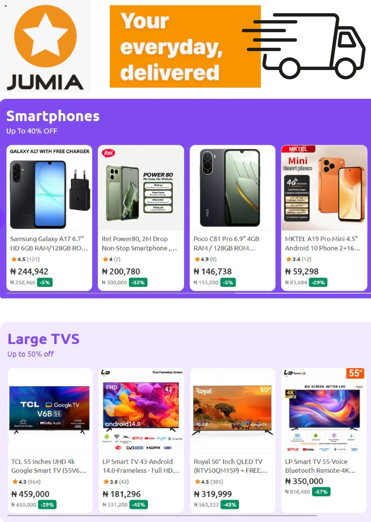 Jumia Catalogue valid from 31/08/2026 | Page: 6 | Products: Smartphone, Charger, Tv, Audio