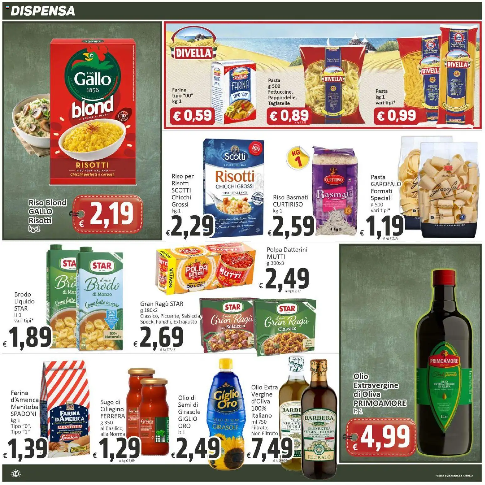 Volantino Paghi Poco del 22/09/2026 | Pagina: 14 | Prodotti: Olio di semi, Manzo, Pasta, Mutti